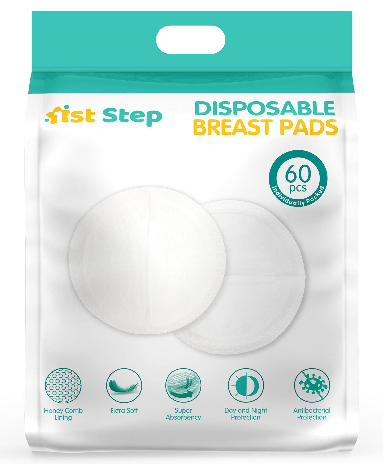 1st Step Honey Comb Lining Super Absorbant Disposable Breast Pads With Day And Night Protection- 60 Pads-picture-27