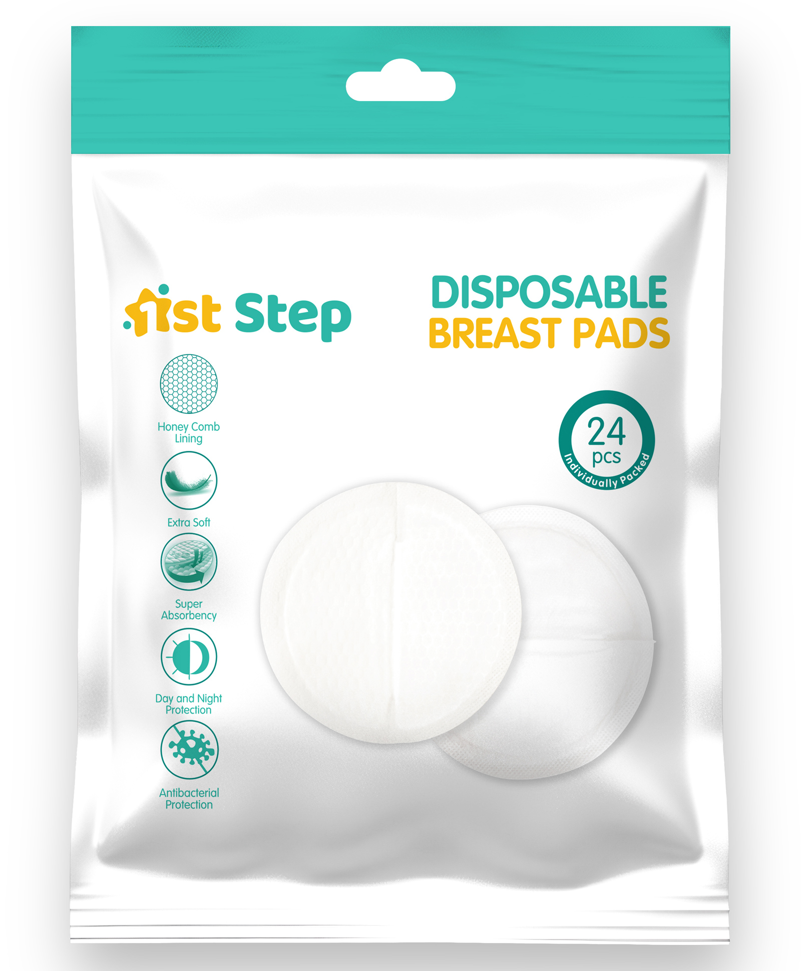 1st Step Honey Comb Lining Super Absorbant Disposable Breast Pads With Day And Night Protection- 24 Pads-picture-16