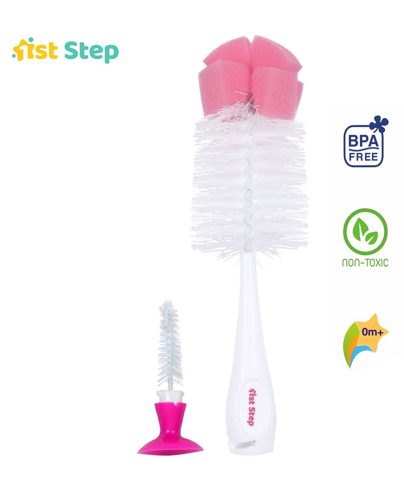 1st Step 2 in 1 Bottle & Nipple Cleaning Brush - Pink-image-24