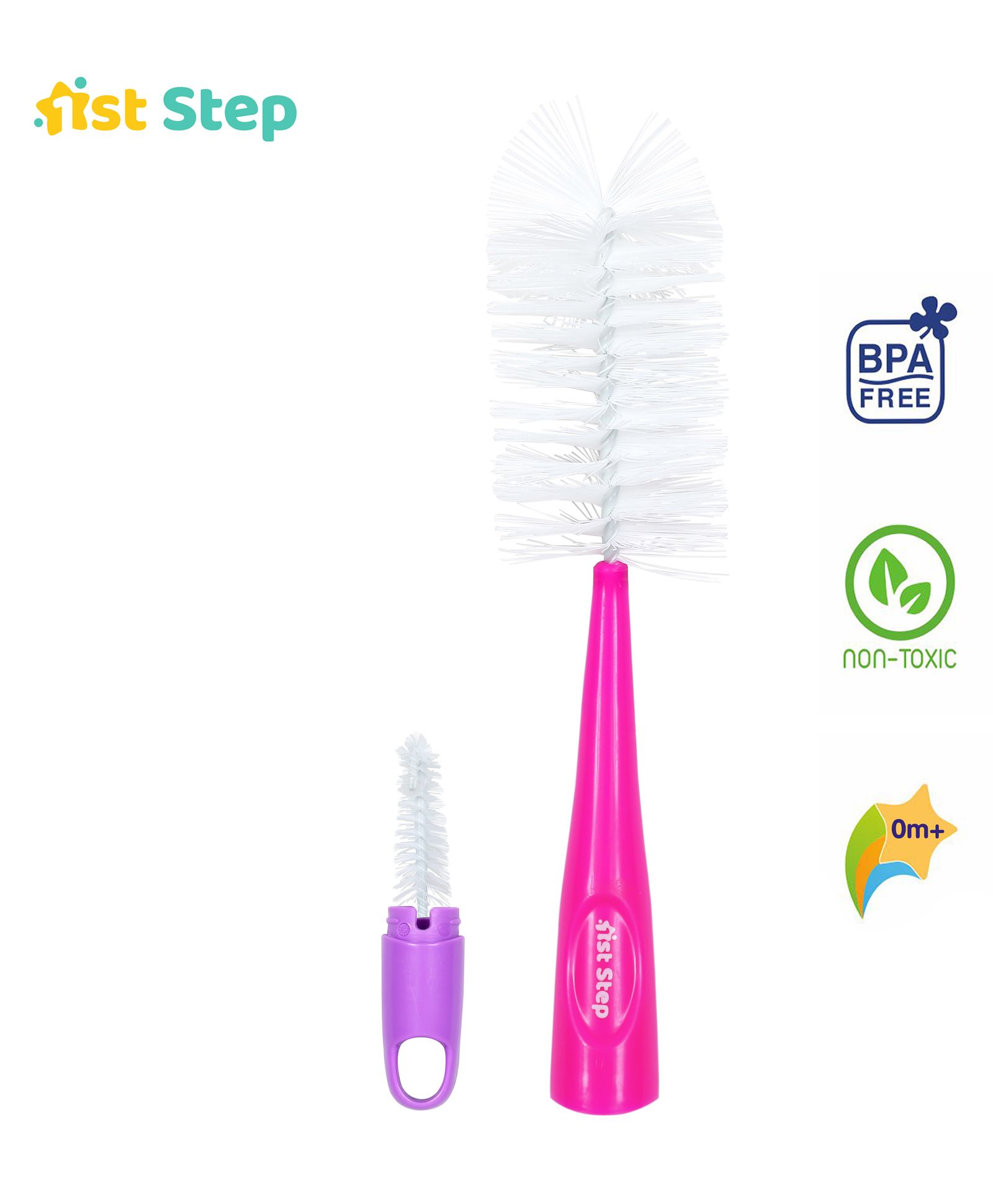 1st Step 2 in 1 Bottle & Nipple Cleaning Brush - Pink Purple-picture-19