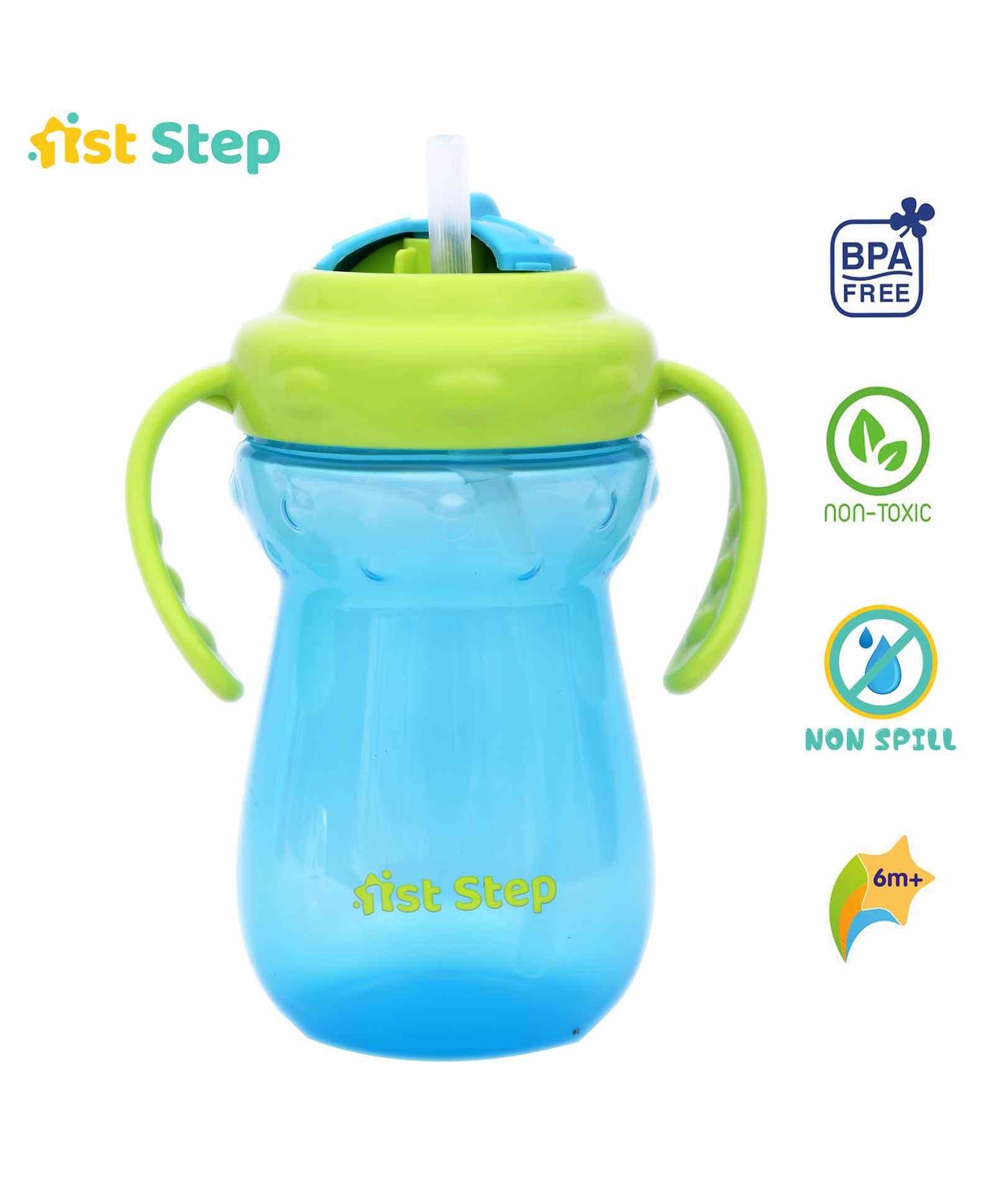 1st Step Twin Handle Sipper Cup With Straw Blue - 360 ml-picture-20