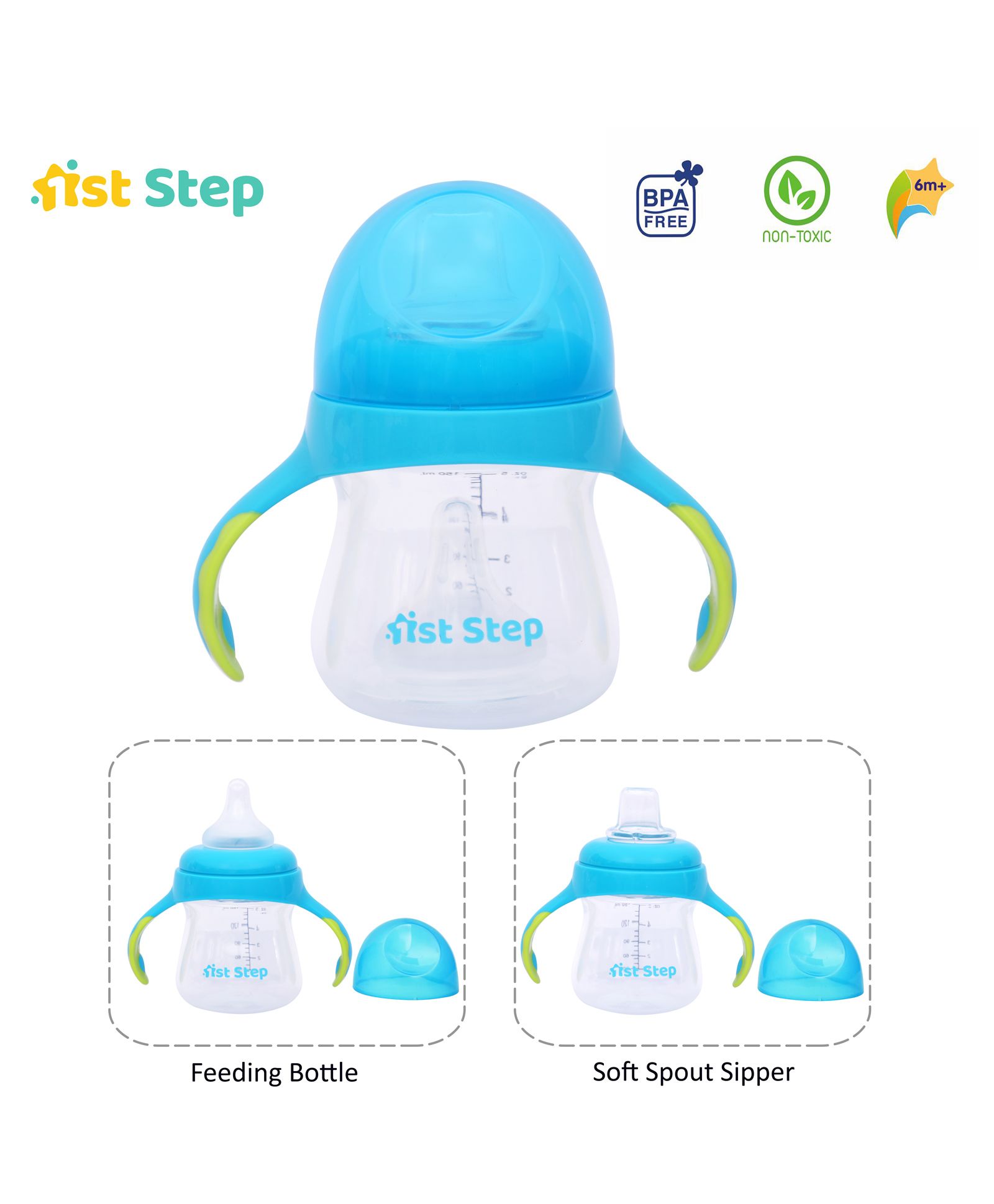 1st Step 2 Stage Cup With Silicone Nipple and Spout Blue - 150 ml-picture-40