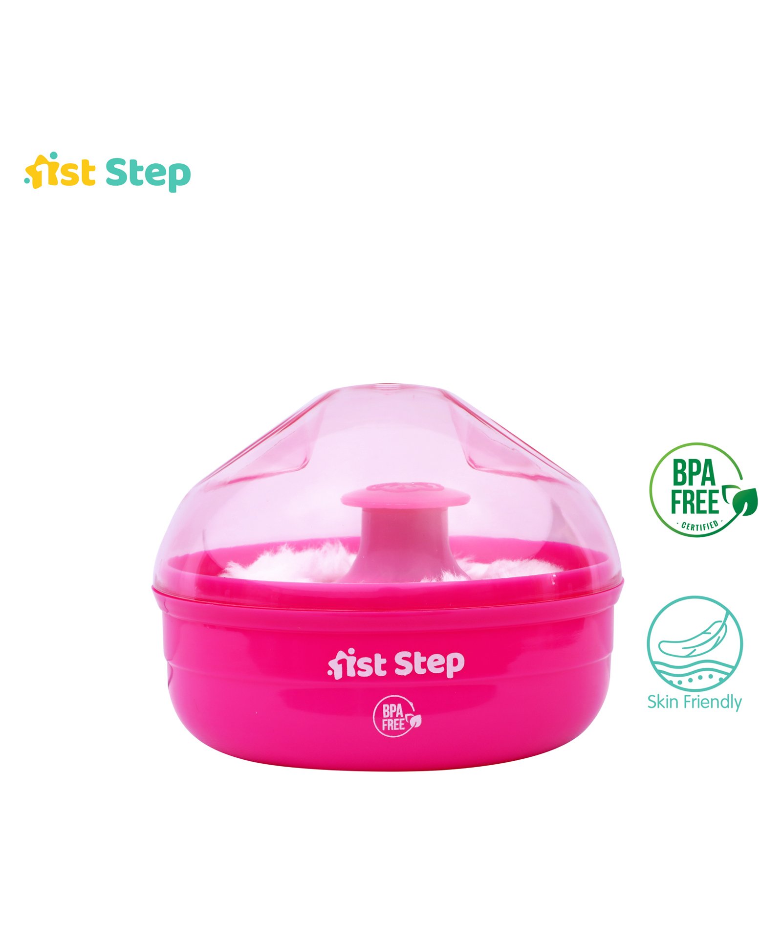 1st Step Soft Powder Puff With Case - Pink White-picture-11
