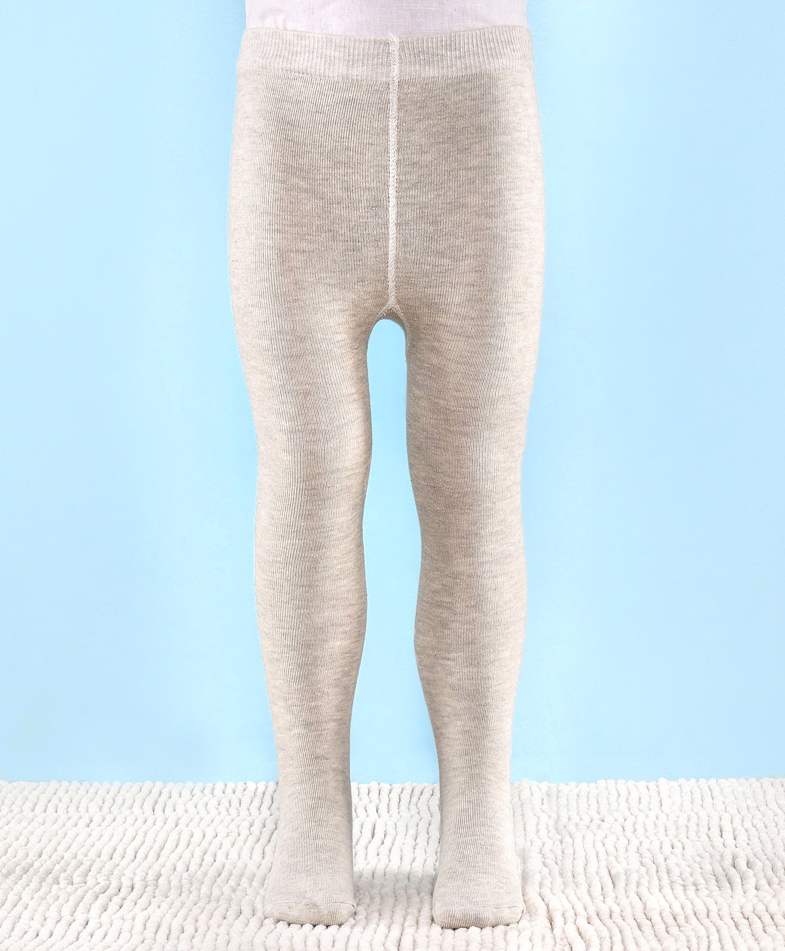 cute walk by babyhug Cutewalk by Babyhug Non Terry Footed Anti Bacterial Solid Tights - Ecru Melange-picture-11