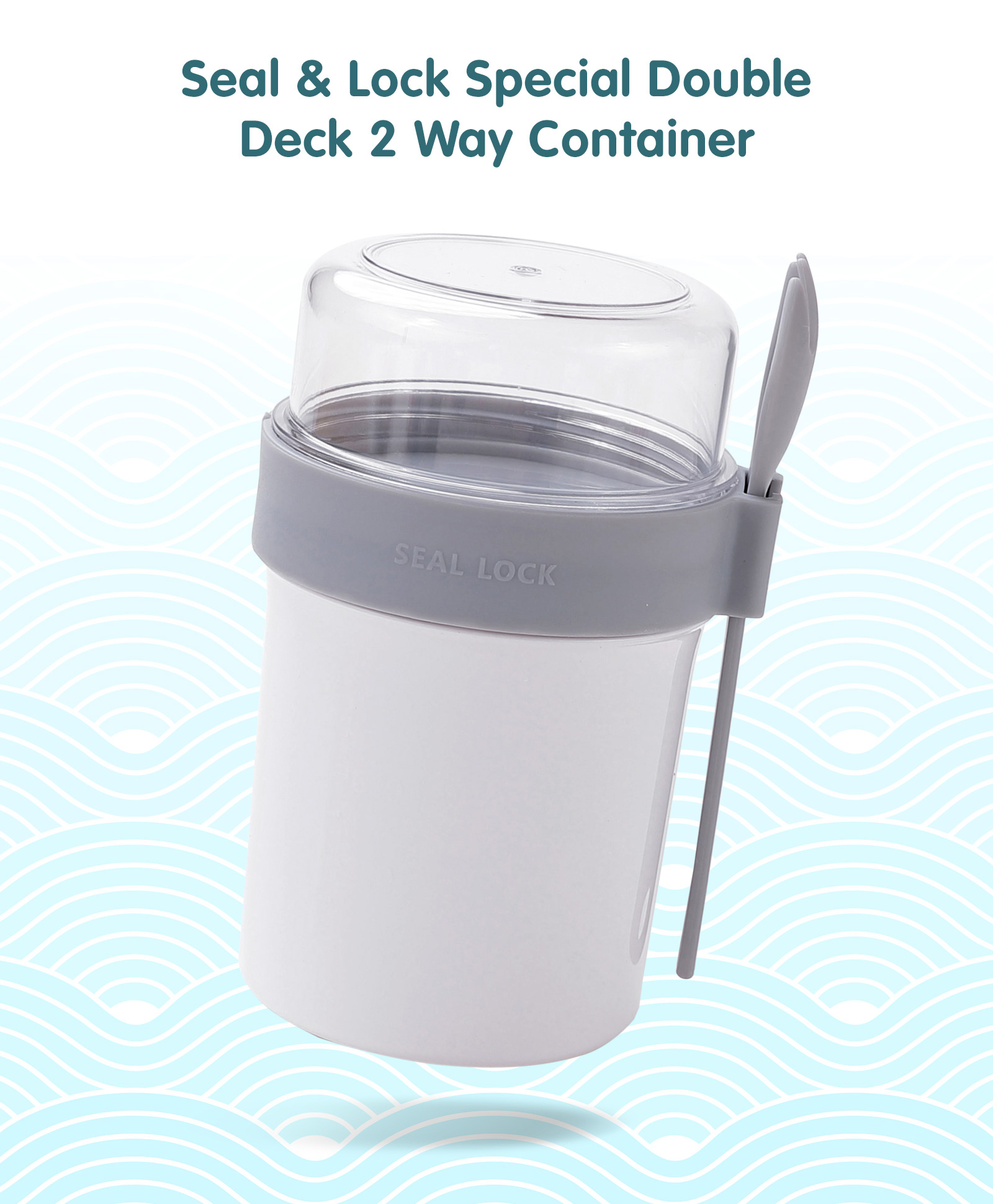 fab n funky Seal & Lock Special Double Deck 2 Way Container - Grey & White-picture-25
