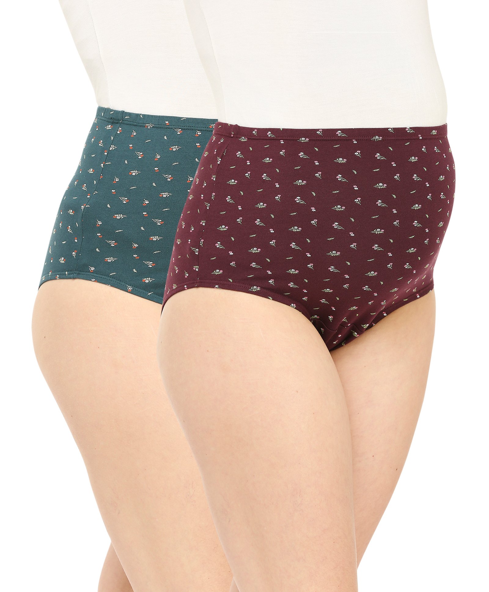 Bella Mama Cotton Elastane High Coverage Panties Floral Print Pack Of 2 (Colour May Vary)-picture-22