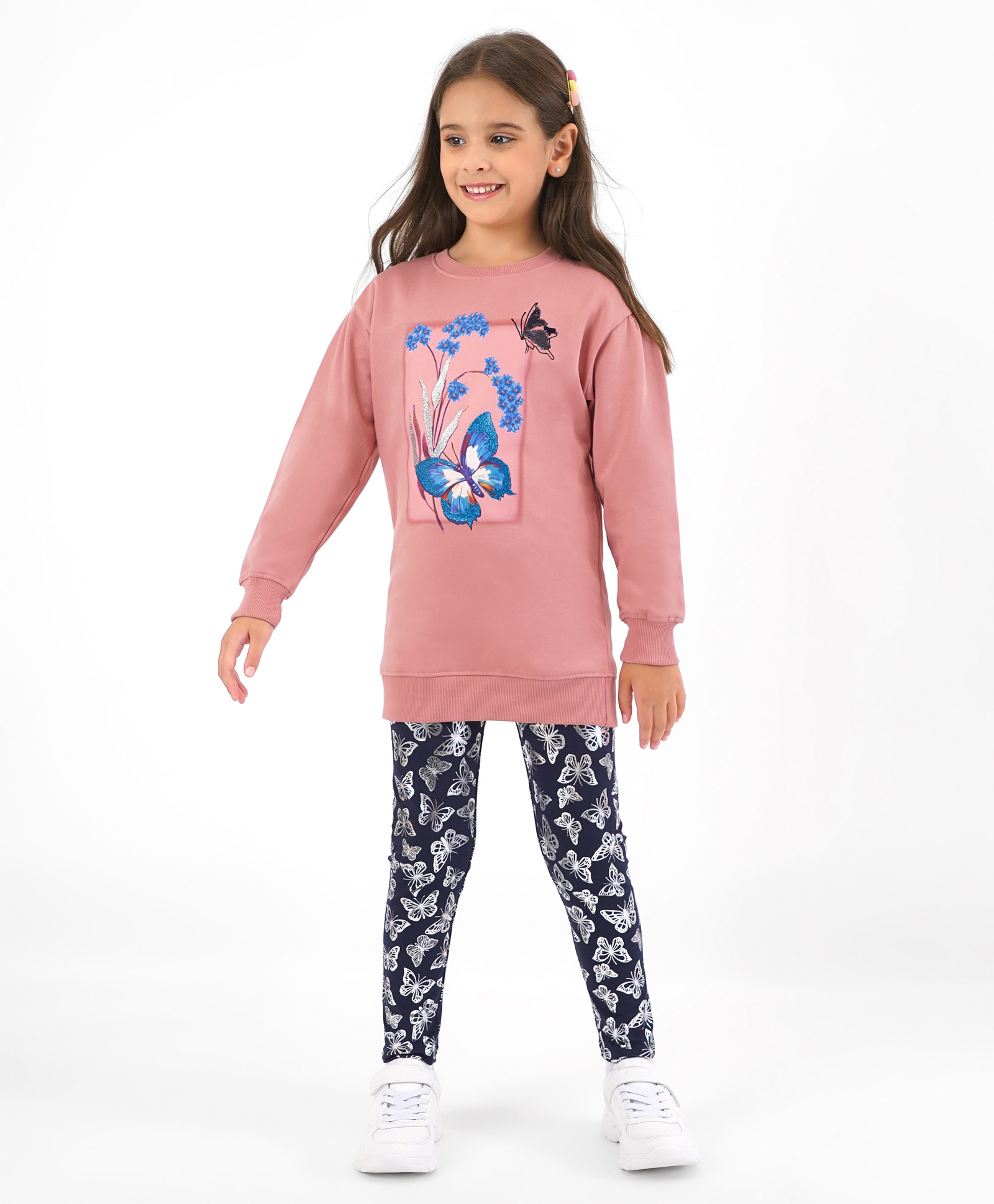 Primo Gino 100% Cotton Full Sleeves Winter Wear Set With Butterfly Print - Pink-image-22