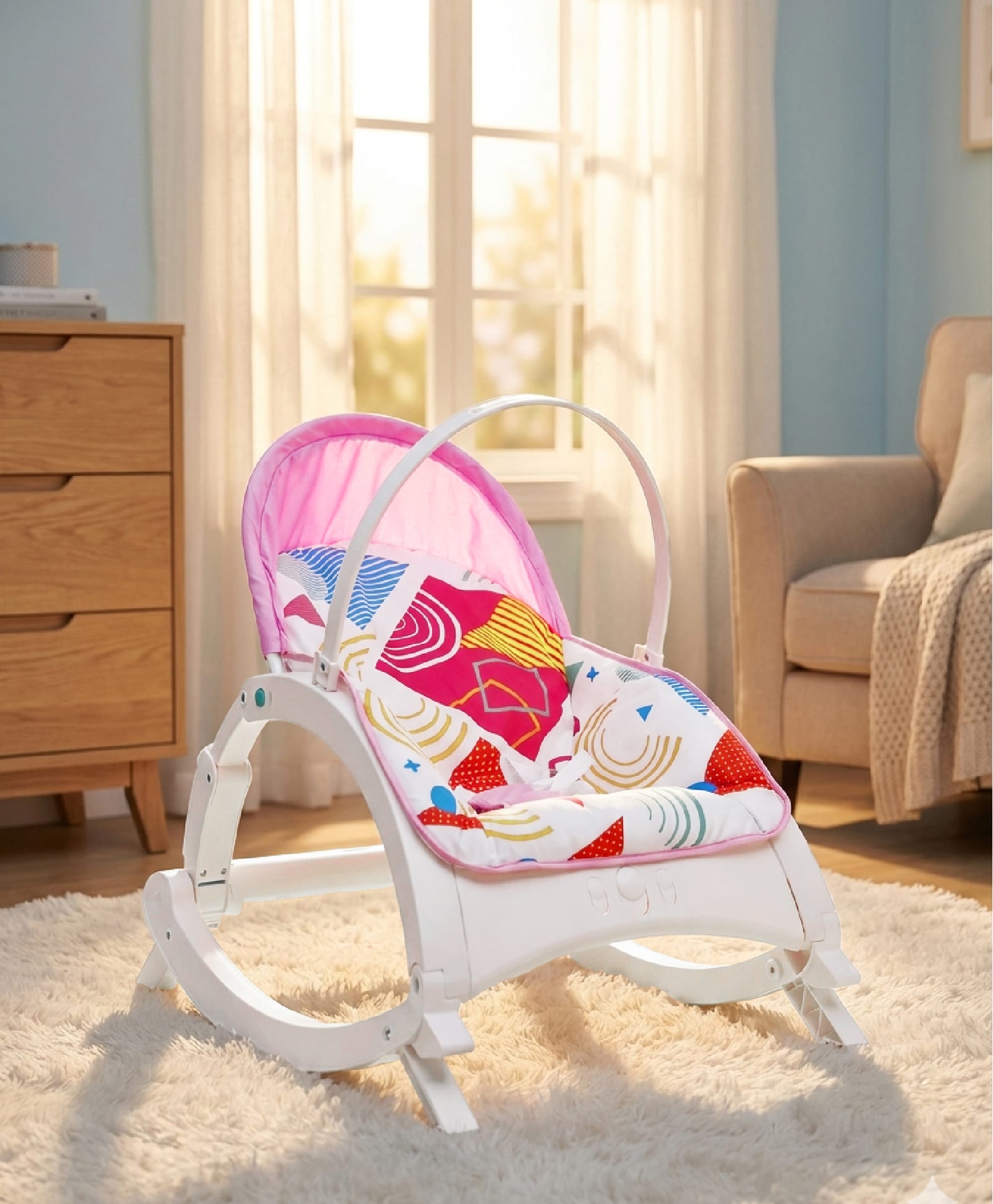 Newborn to Toddler Portable Baby Rocker With Music & Vibration - Pink-image-33