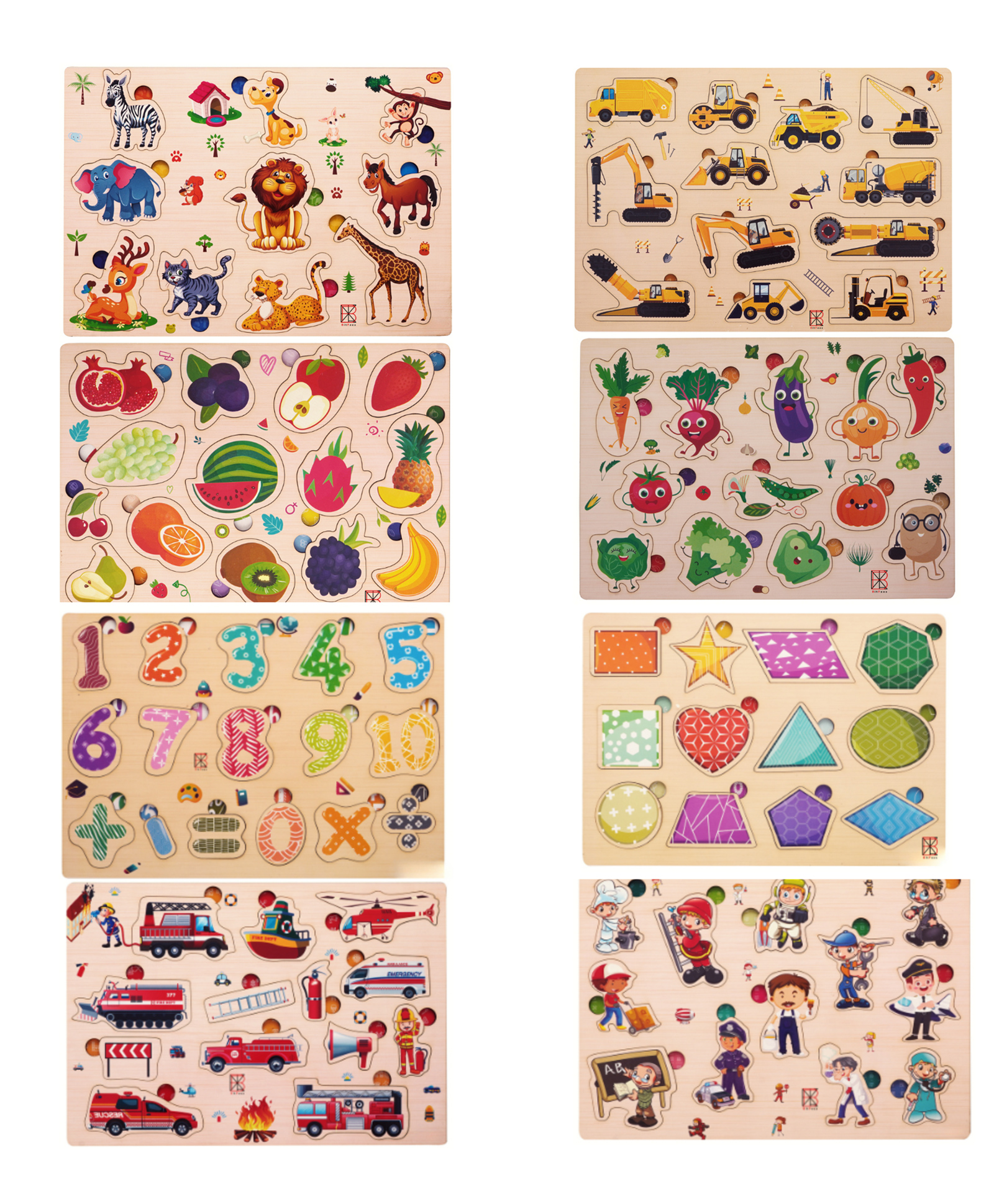 BitFeex Wooden Board Peg Puzzle Toy Pack of 8 - Multicolour-image-36