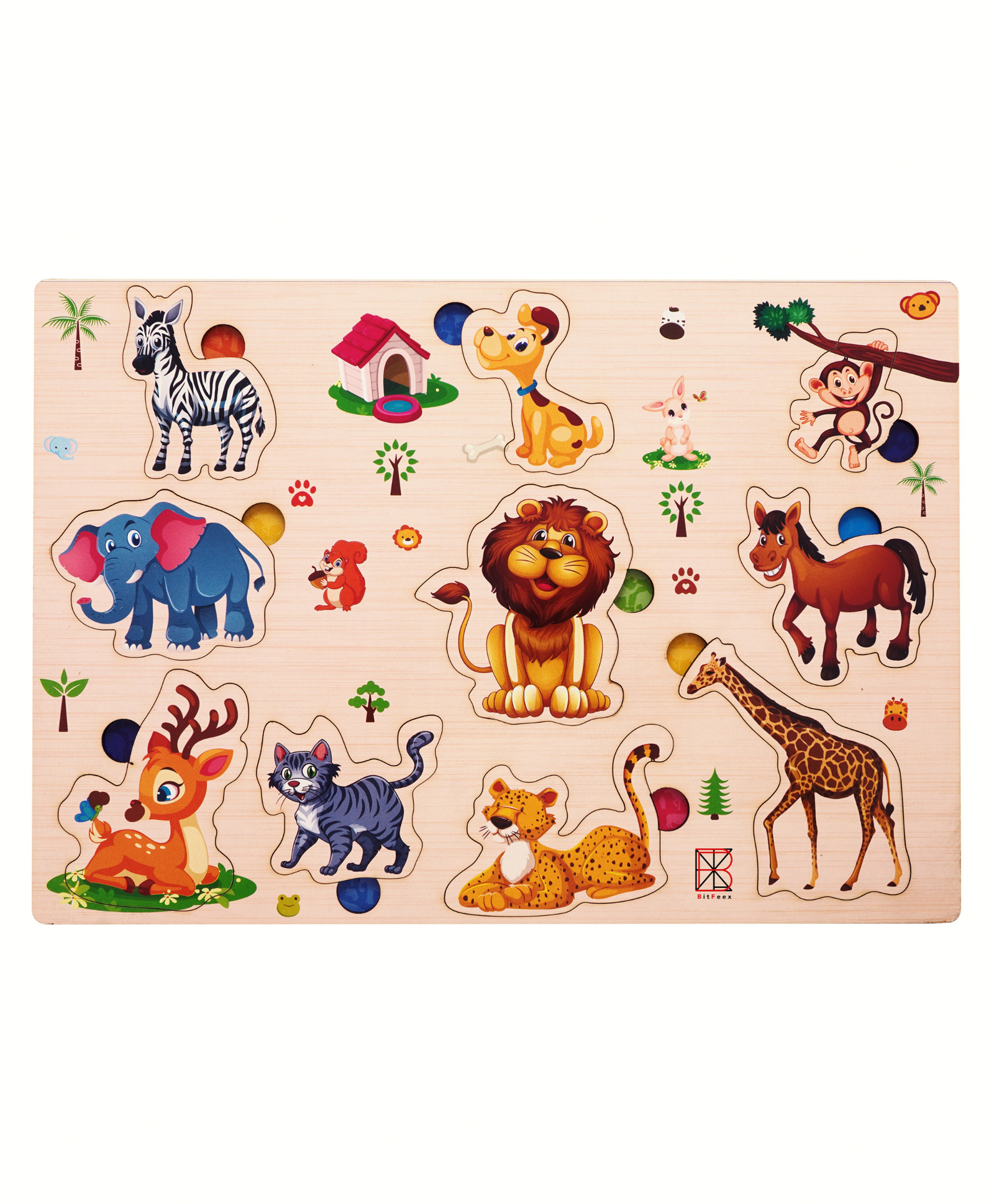 BitFeex Wooden Board Peg Puzzle Toy - Multicolour-image-37