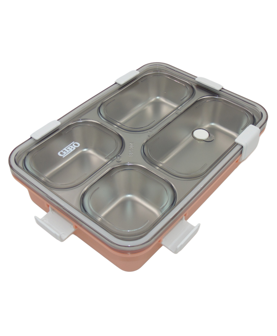 Sanjary 4 Compartments Stainless Steel Lunch Box with Spoon and Fork 900ML-picture-31