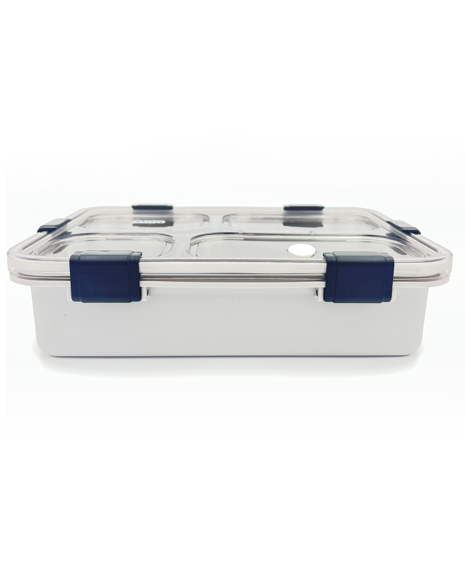 Sanjary 4 Compartments Stainless Steel Lunch Box with Spoon and Fork 900ml - White-image-32