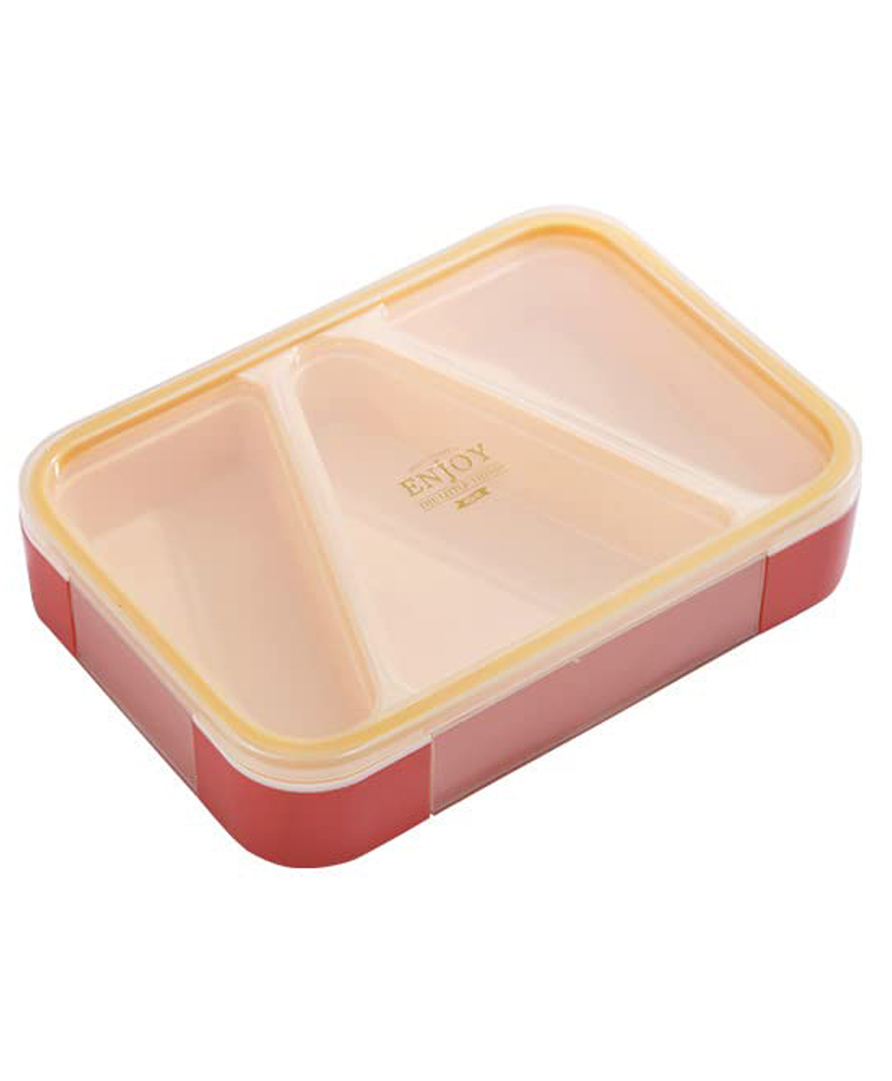 Sanjary 3 Compartment Multi Section Plastic Lunch Box - Red-image-0