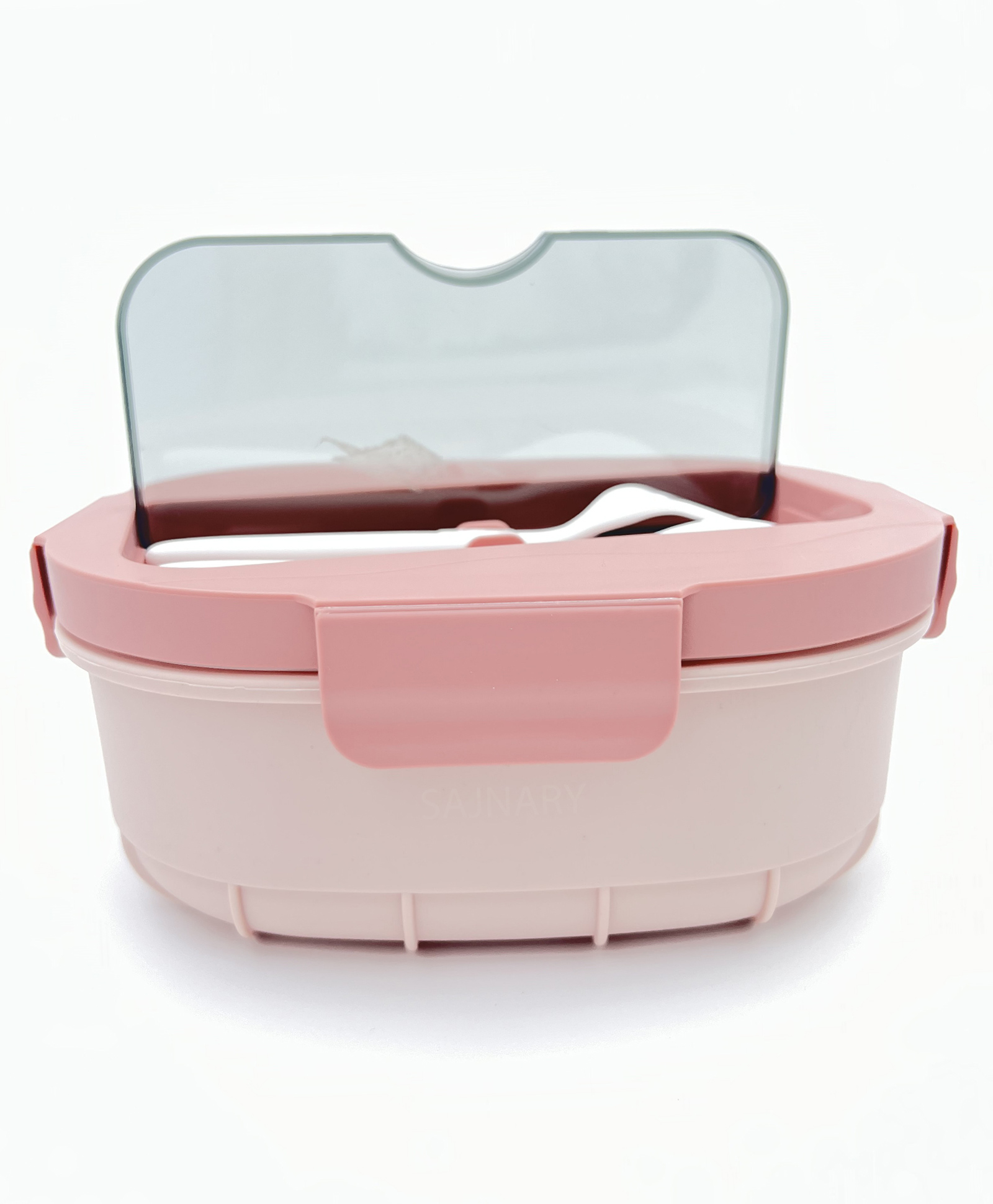 Sanjary 2 Compartment Plastic Lunch Box With Spoon & Chopstik - Pink-image-22