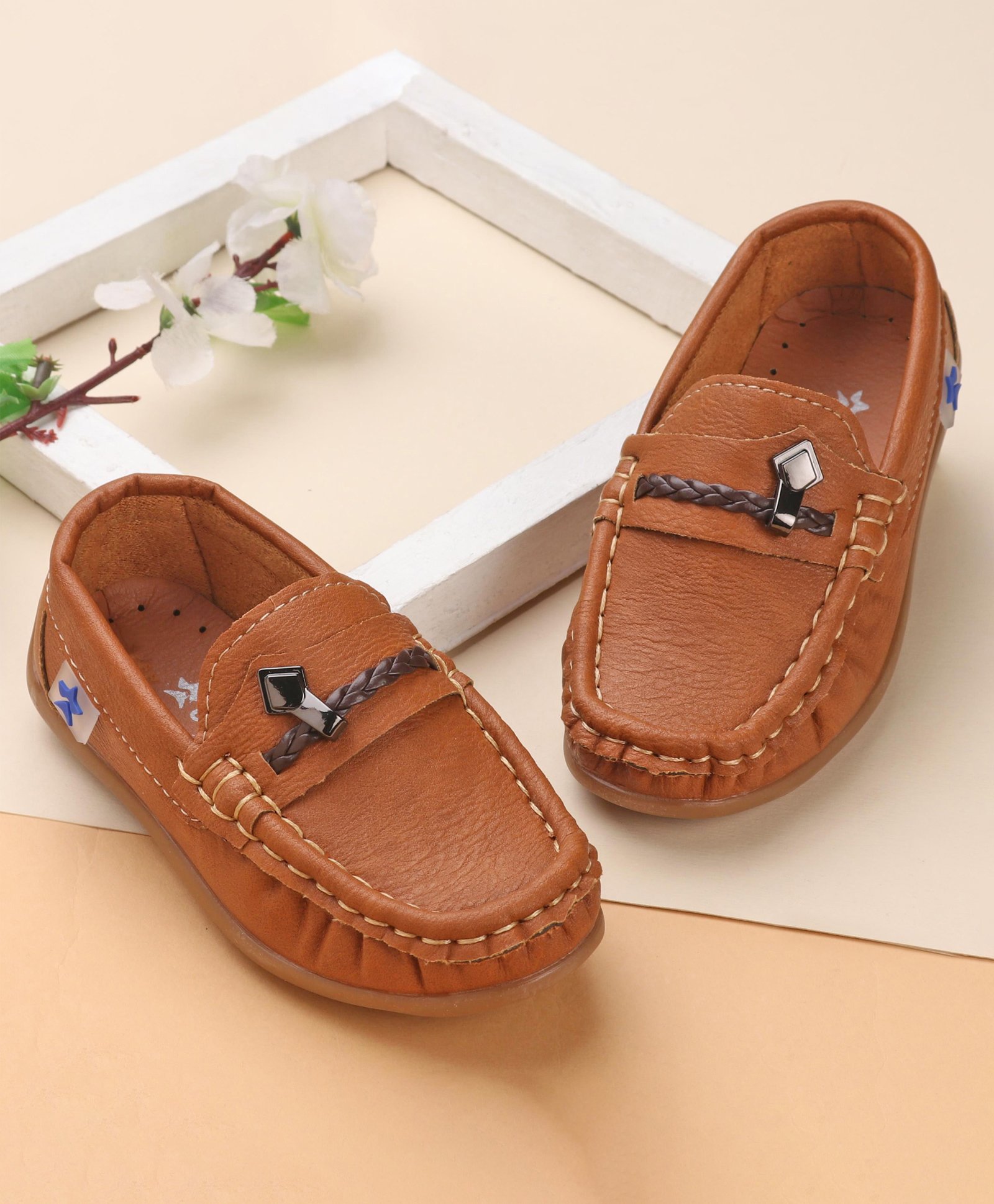 Cute Walk by Babyhug Formal & Partywear Slip On Shoes - Tan Brown-image-3