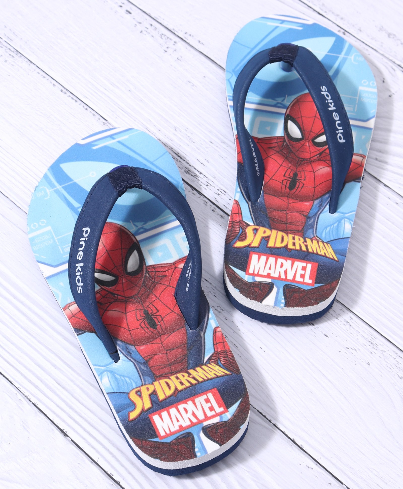 Pine Kids Spider Man Printed Slip On Flip Flop - Blue-image-34
