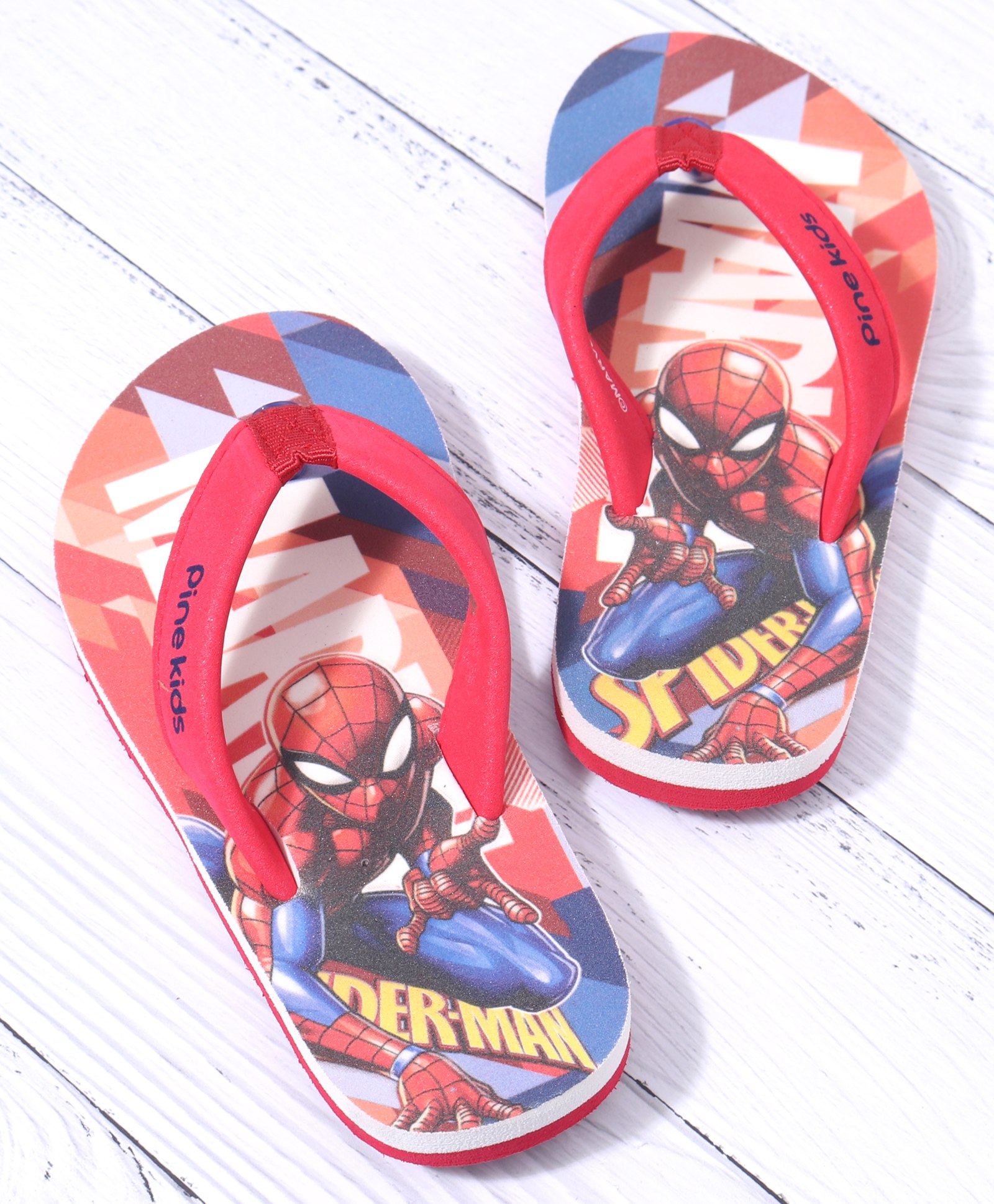 Pine Kids  Slip On Style Flip Flops Spider Man Print Red-image-10