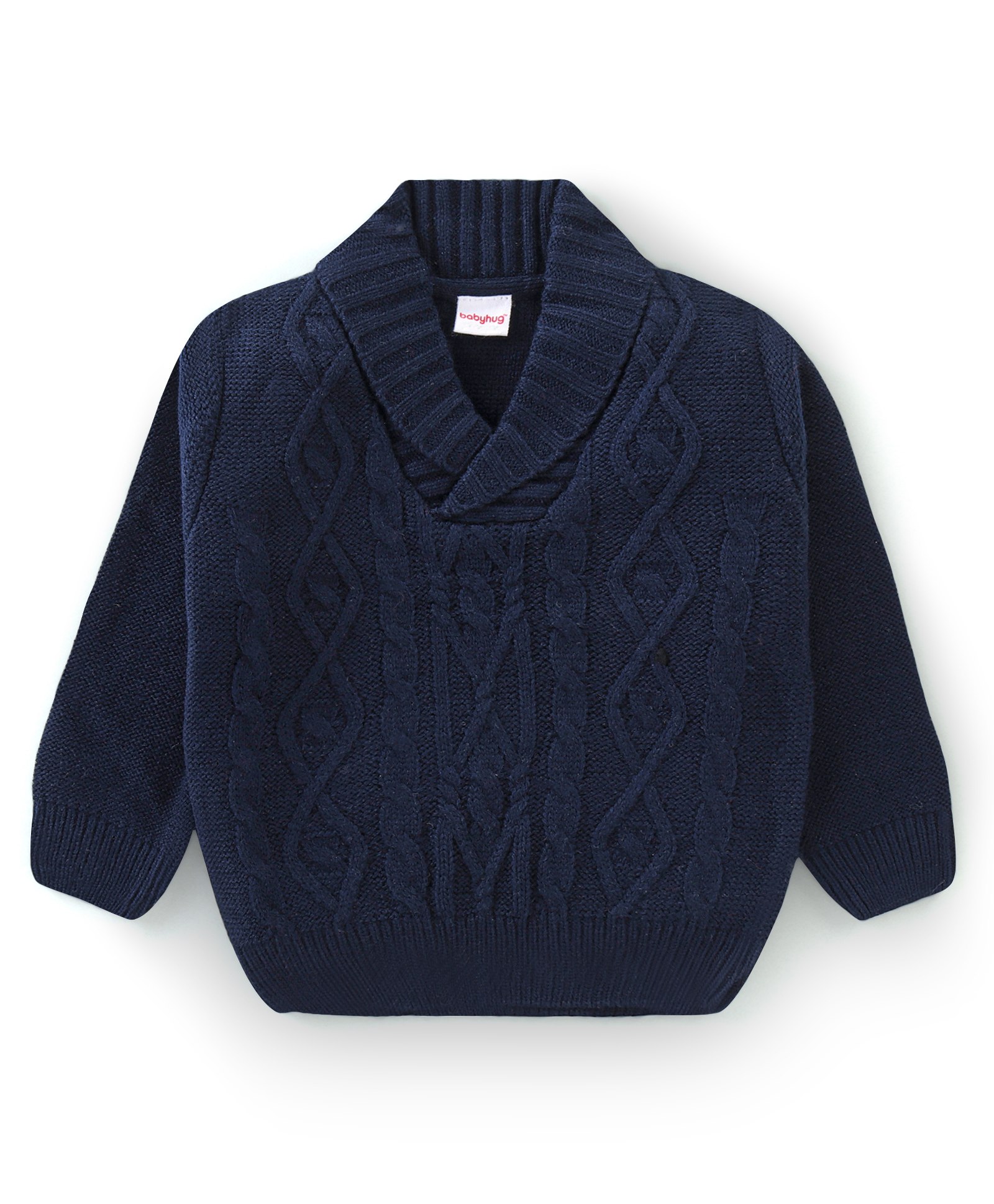 Babyhug 100% Acrylic Full Sleeves Sweater with Cable Knit Design - Navy-picture-21