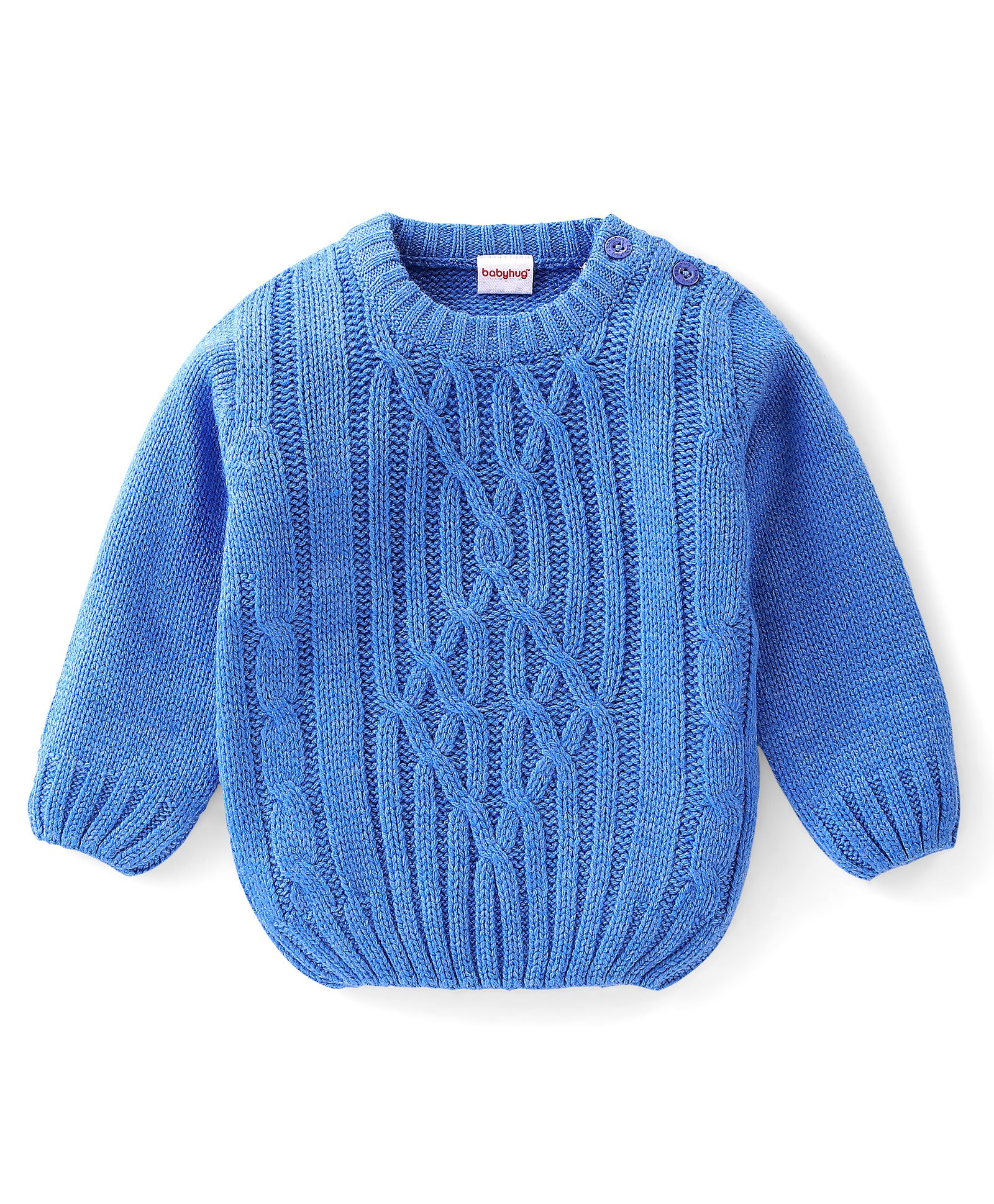 Babyhug 100% Acrylic Knit Full Sleeves Pullover Cable Knit Design - Blue-picture-13