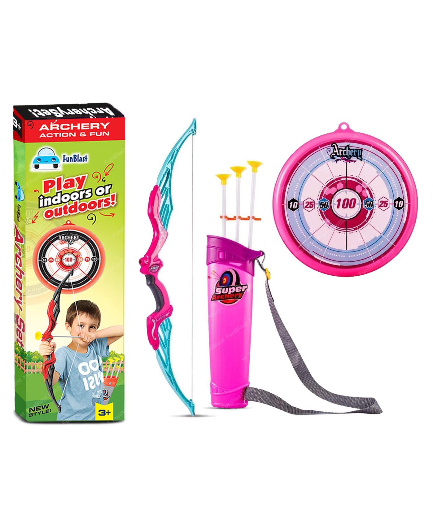 FunBlast Bow and Arrow Toy Set Target Shooting Archery Toy Set  Pink-image-44