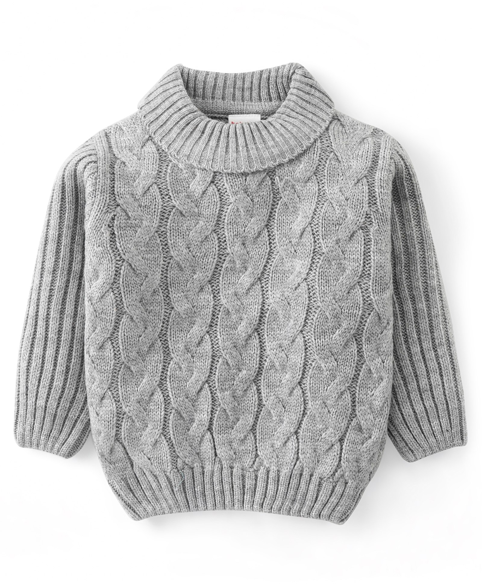 Babyhug 100% Acrylic Knit Full Sleeves Cable Knit Pullover - Grey-picture-12