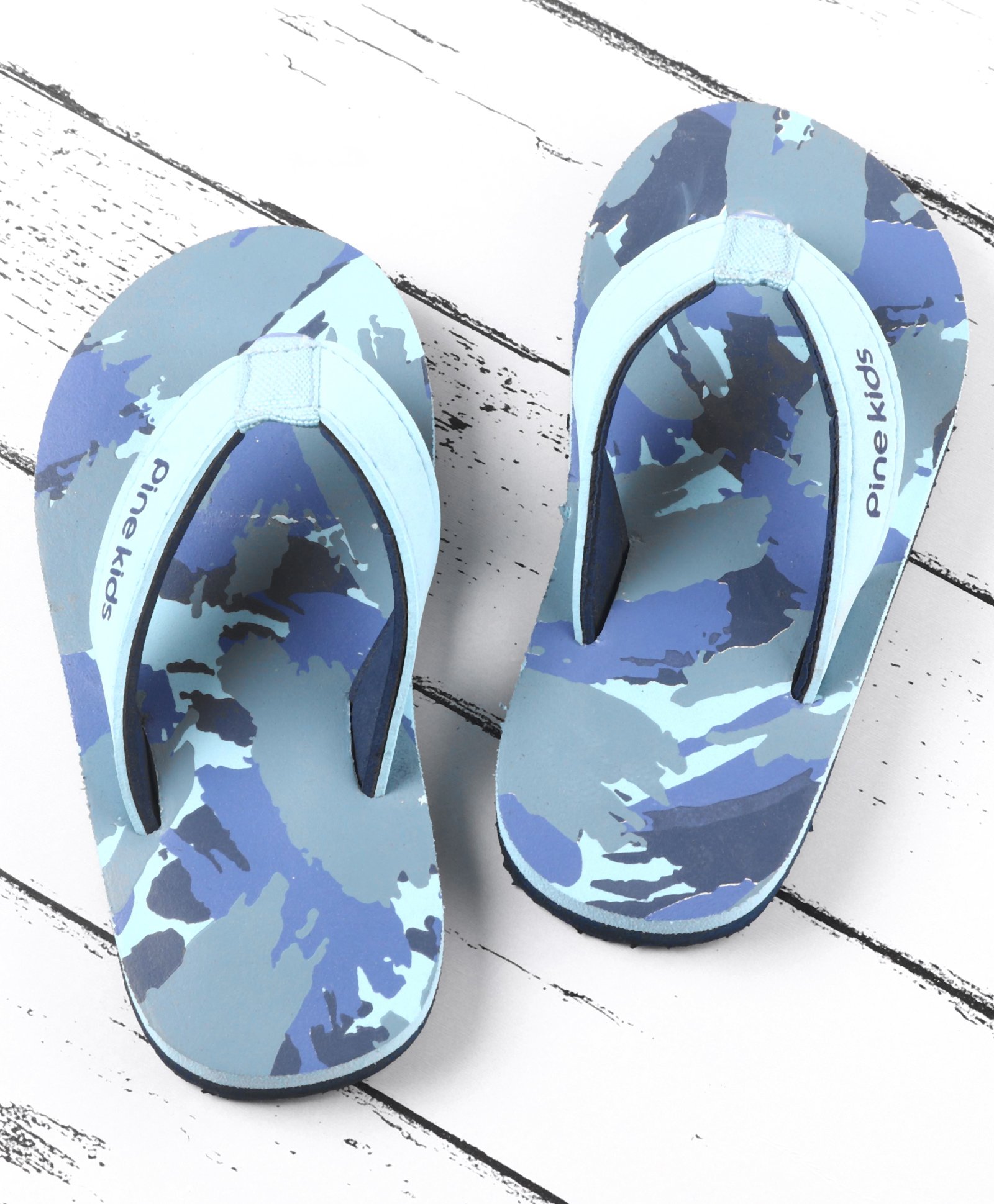 Pine Kids Abstract Print Flip Flops - Blue-image-29