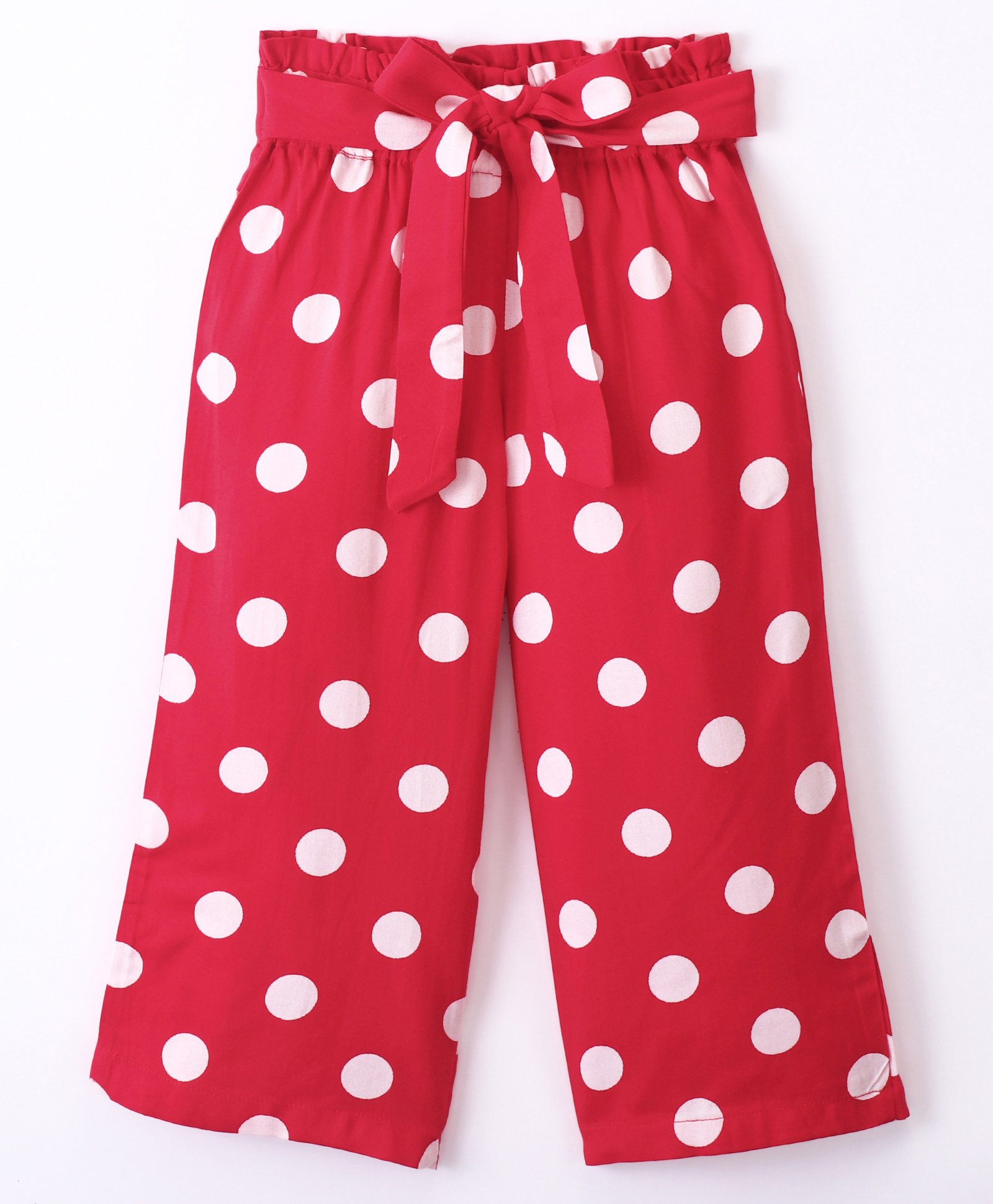 CrayonFlakes All Over Polka Dots Printed Belted Palazzo - Red-picture-18