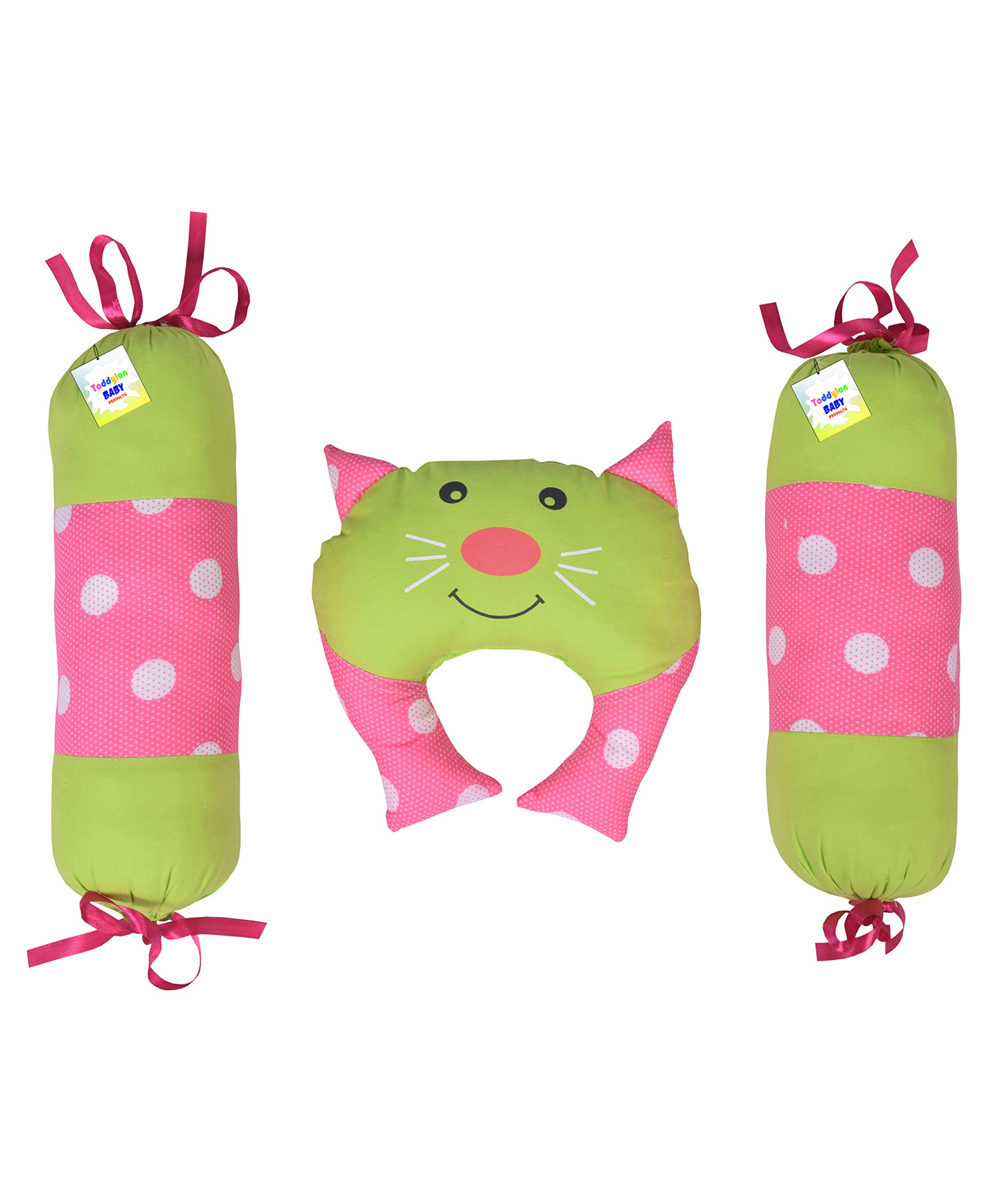 Toddylon Baby Pillow for Head Shaping with 2  Bolsters - Green-picture-40