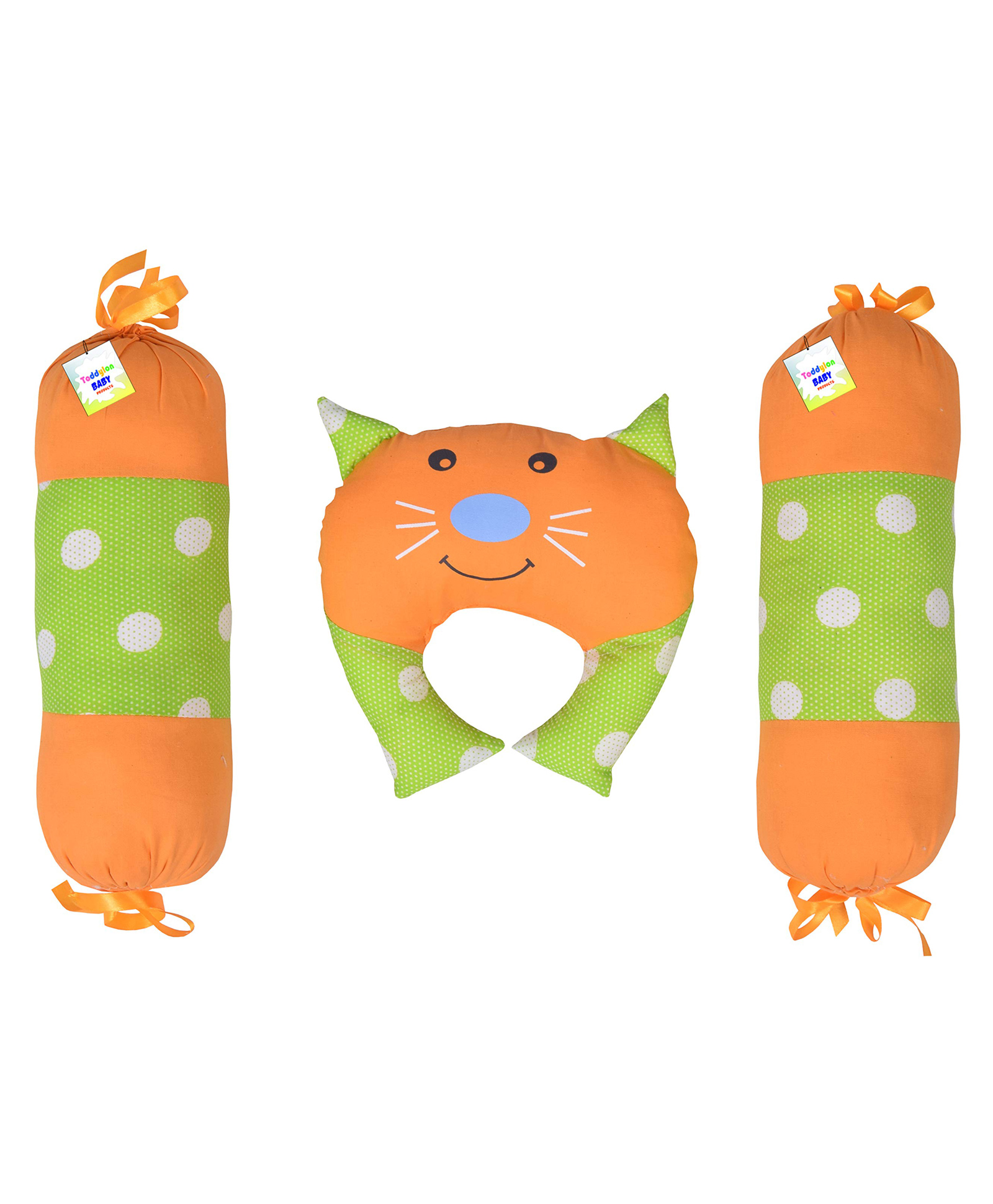 Toddylon Baby Pillow for Head Shaping with 2  Bolsters - Orange-picture-32