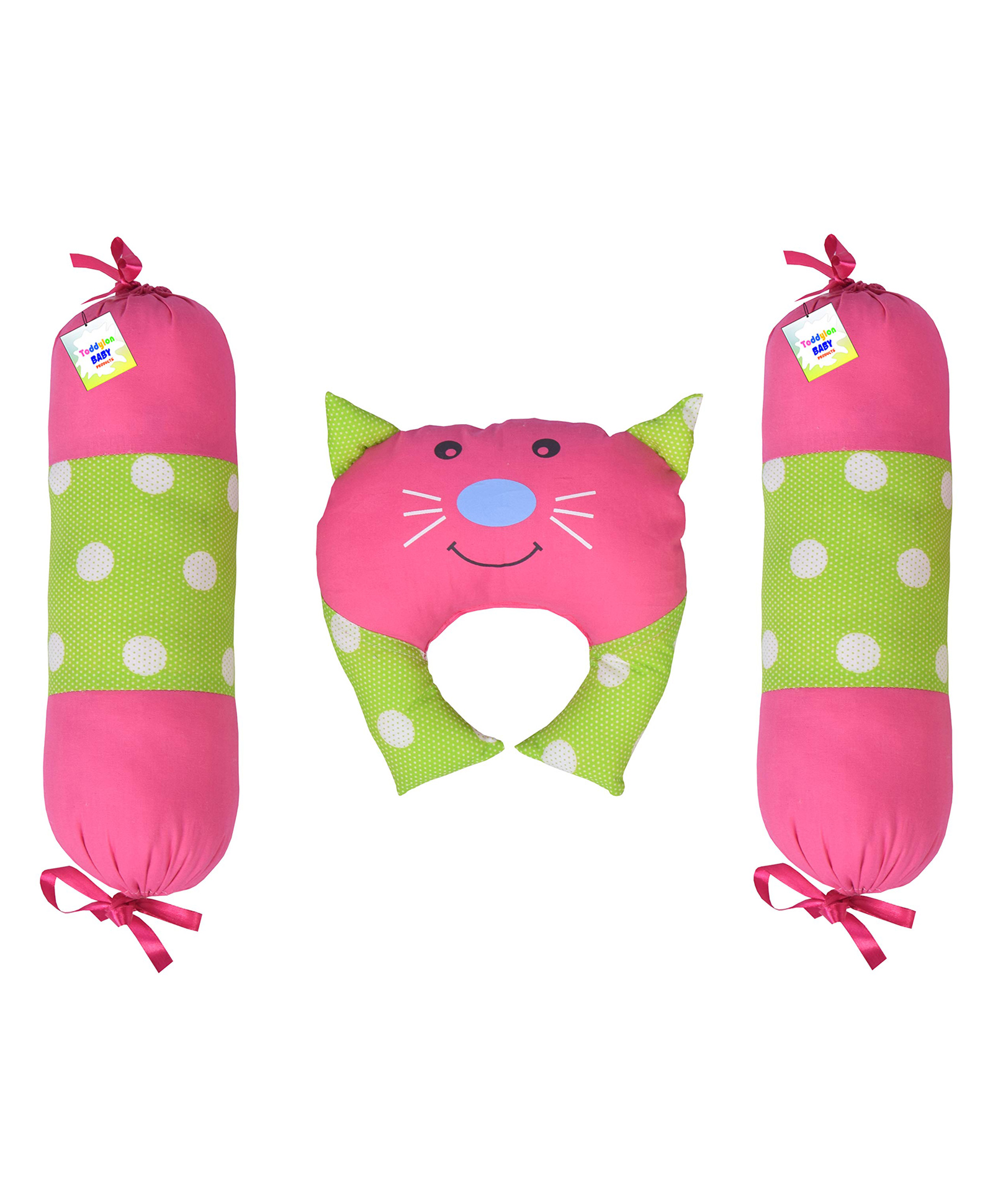 Toddylon Baby Pillow for Head Shaping with 2  Bolsters - Pink-picture-43