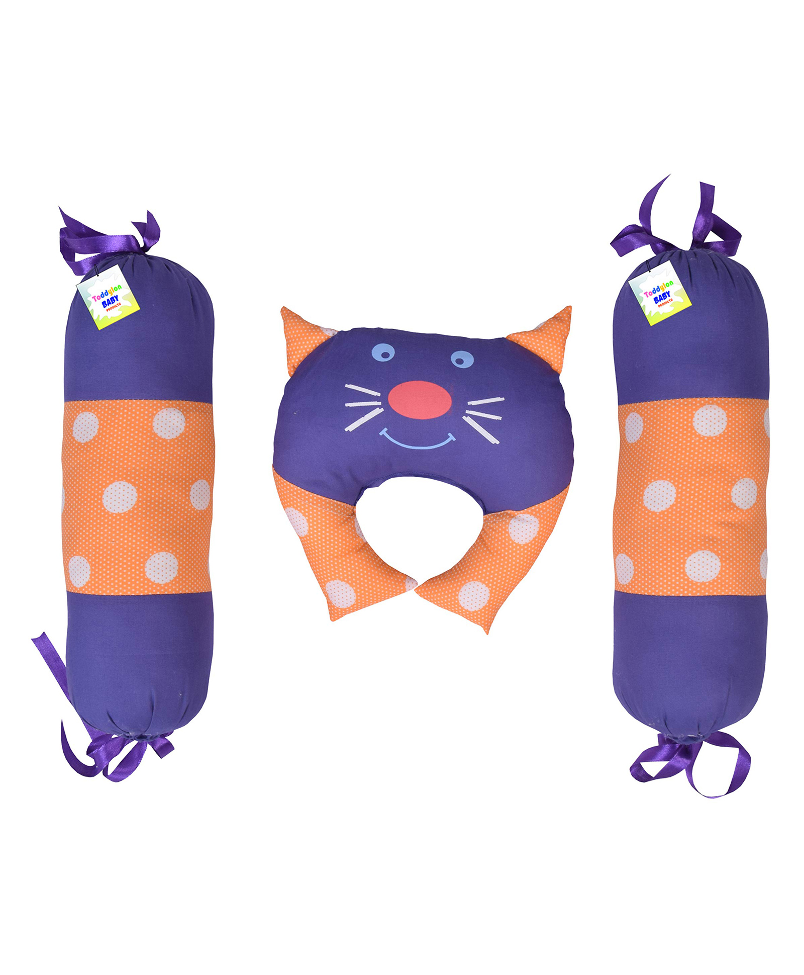 Toddylon Baby Pillow for Head Shaping with 2  Bolsters - Purple-picture-41