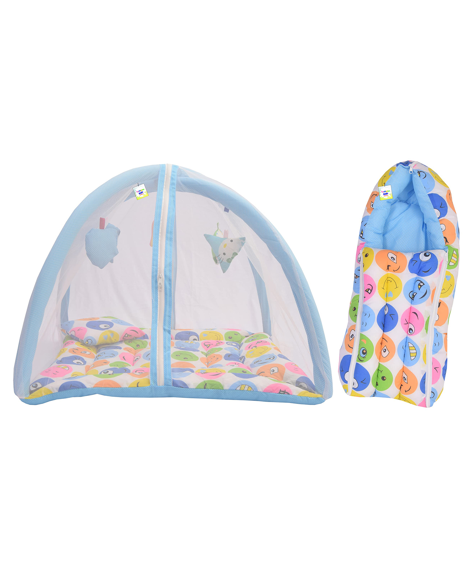 Toddylon Baby Bedding Set New Born Mattress with Net & Sleeping Bag - Blue-picture-38