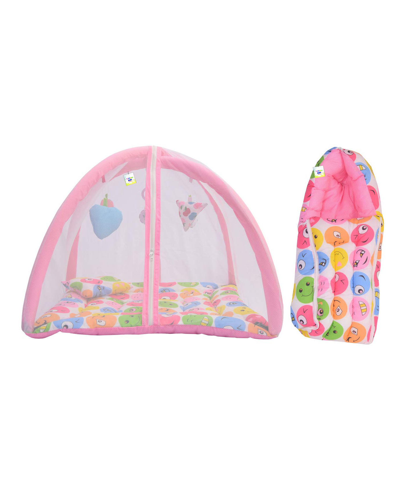 Toddylon Baby Bedding Set New Born Mattress with Net & Sleeping Bag - Pink-picture-29