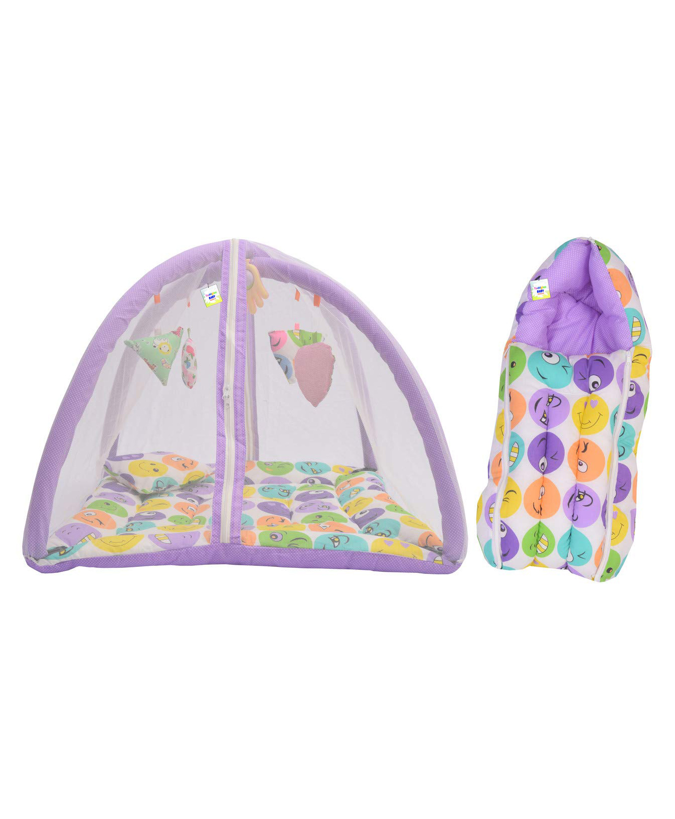 Toddylon Baby Bedding Set New Born Mattress with Net & Sleeping Bag - Purple-picture-30