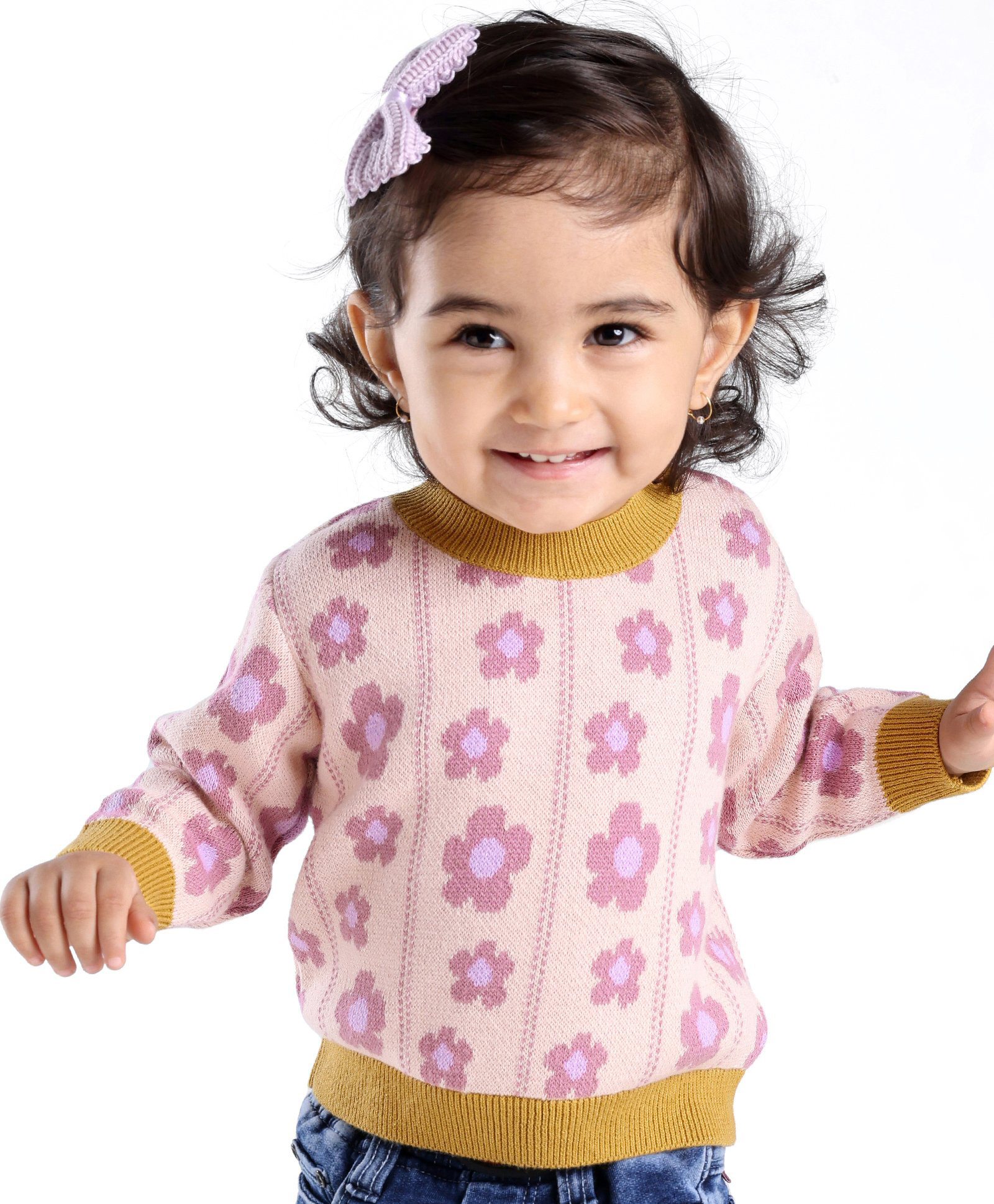 Babyoye Eco Conscious Cotton Full Sleeves Floral Print Pullover - Light Pink-picture-26