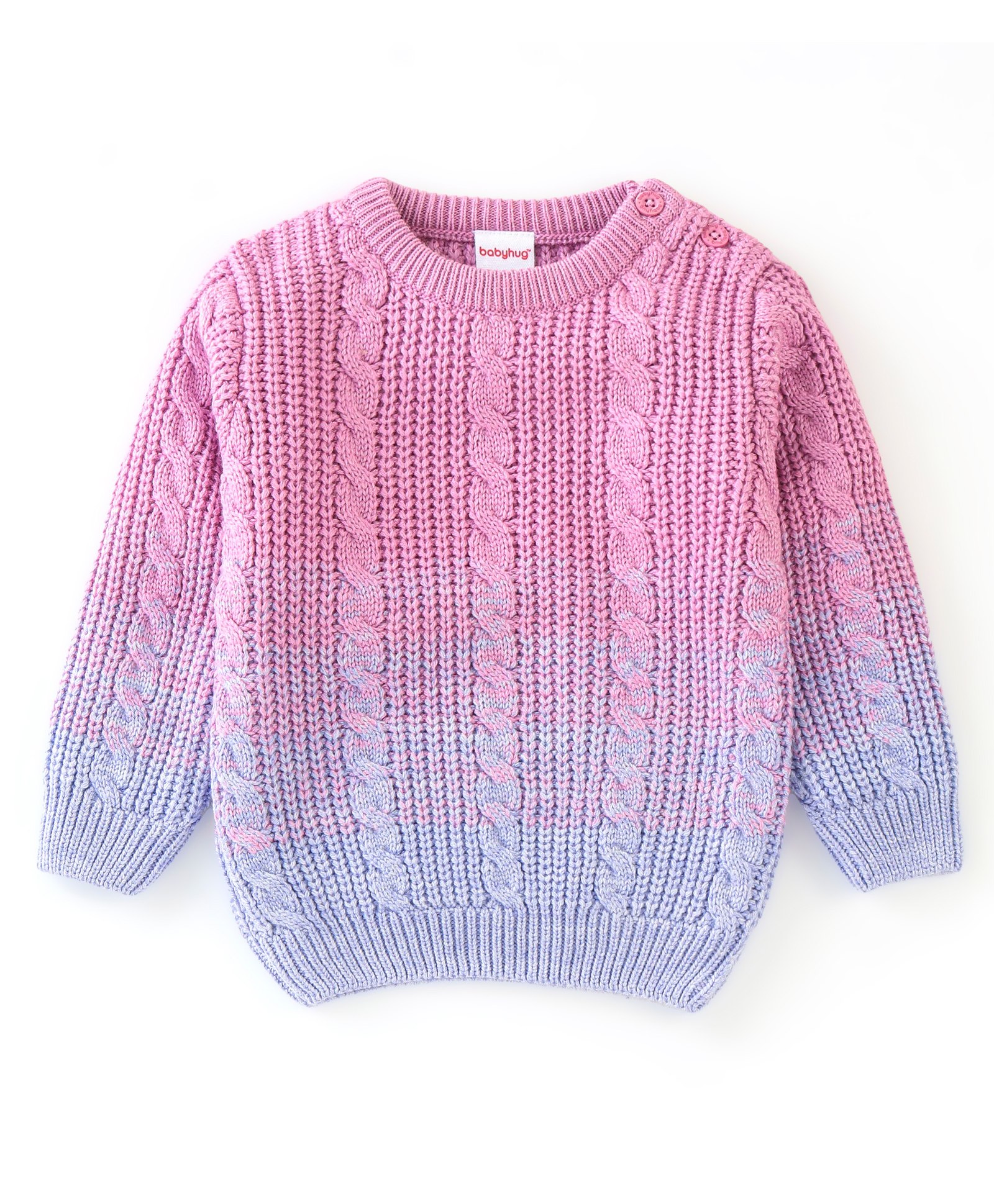 Babyhug  100% Acrylic Full Sleeves Cable Knit Design  Pullovers - Purple-image-19