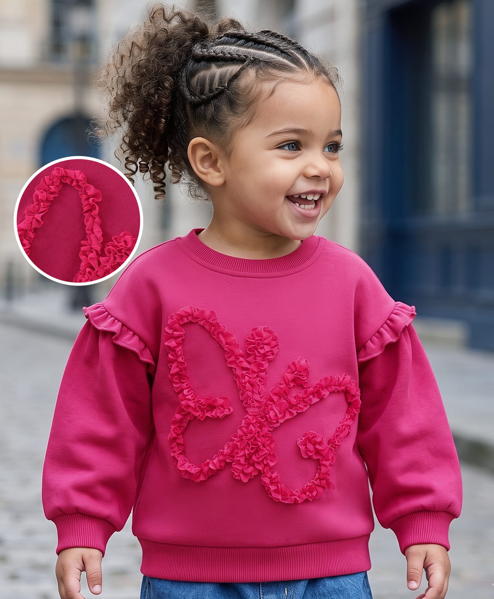 Babyoye Brushed Fleece Eco Conscious 100% Cotton Full Sleeves Sweat Shirts with Butterfly Applique-  Cherries-image-48
