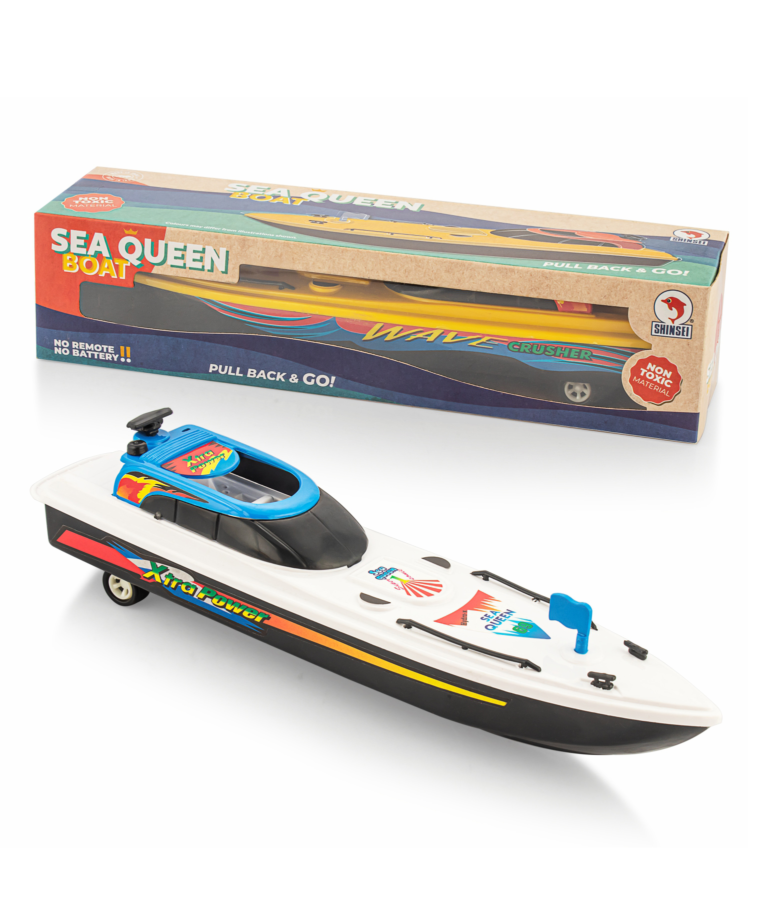 Shinsei Sea Queen Boat Pull Back Toy- White-image-30