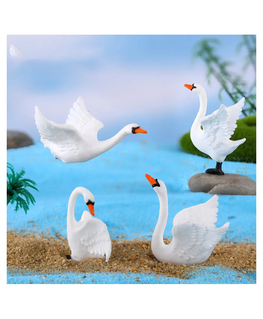 Chocozone Pack of 4 Goose Miniatures Garden Decoration Items Indoor Garden Landscape Decor-picture-11