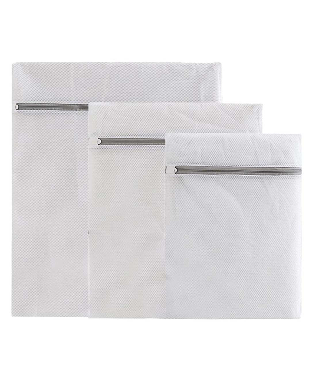 MOMISY Mesh Laundry Clothes Washing Bags Socks Saver Mesh Wash Pouch Net Zipped Bag Pack of 3  - White-image-31