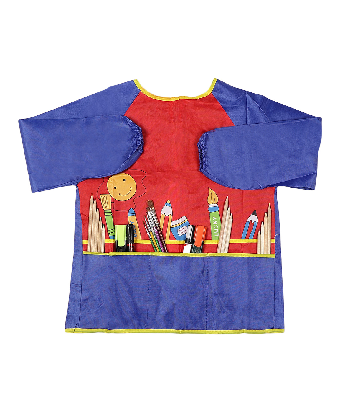 Passion Petals Kids Painting Apron Long Sleeves and 3 Pockets - Blue-image-4