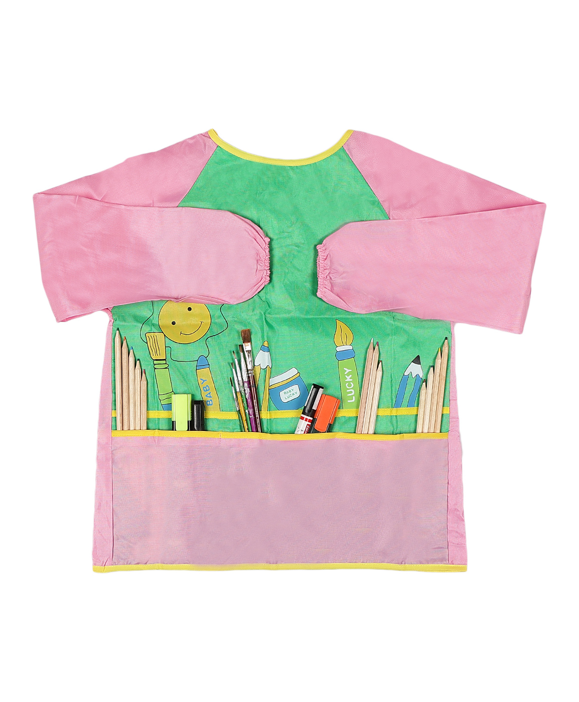 Passion Petals Kids Painting Apron Long Sleeves and 3 Pockets - Pink-image-32