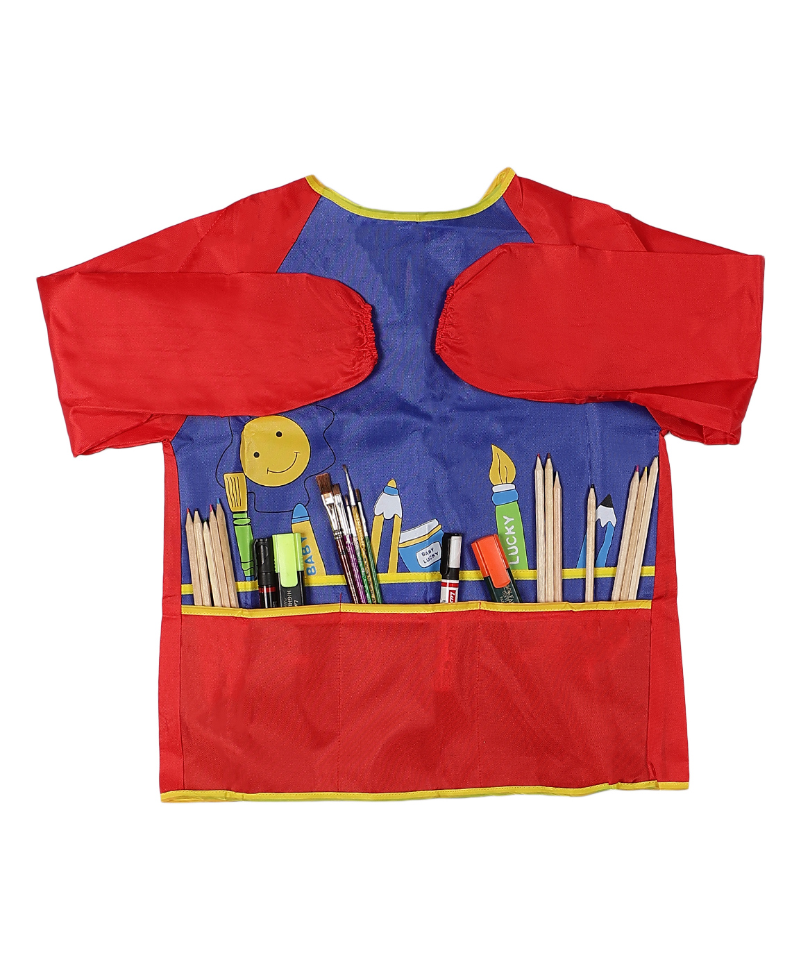 Passion Petals Kids Painting Apron Long Sleeves and 3 Pockets - Red-image-31
