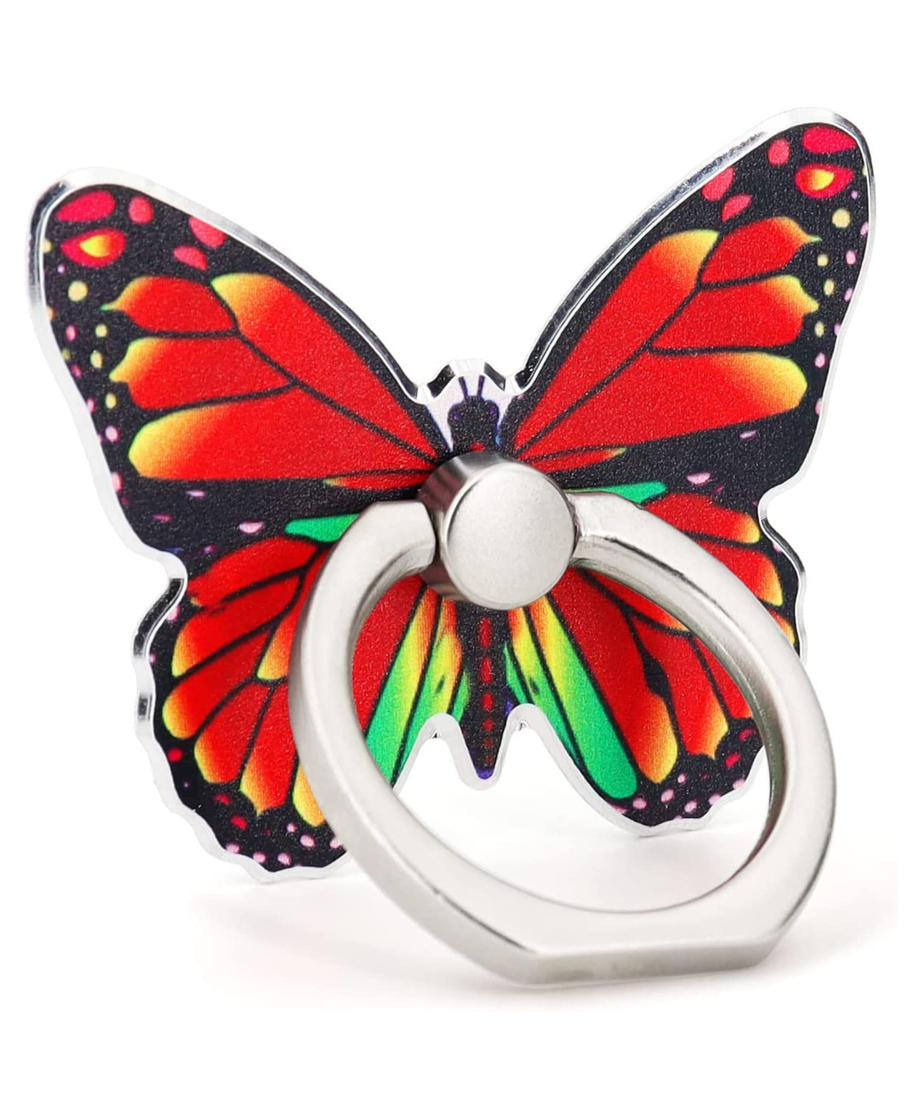 KolorFish Universal Painted Butterfly Mobile Phone Ring Holder Finger Ring Grip Stand 360 Rotation 180 Flip Kickstand Compatible with All Smartphones - Red-image-43