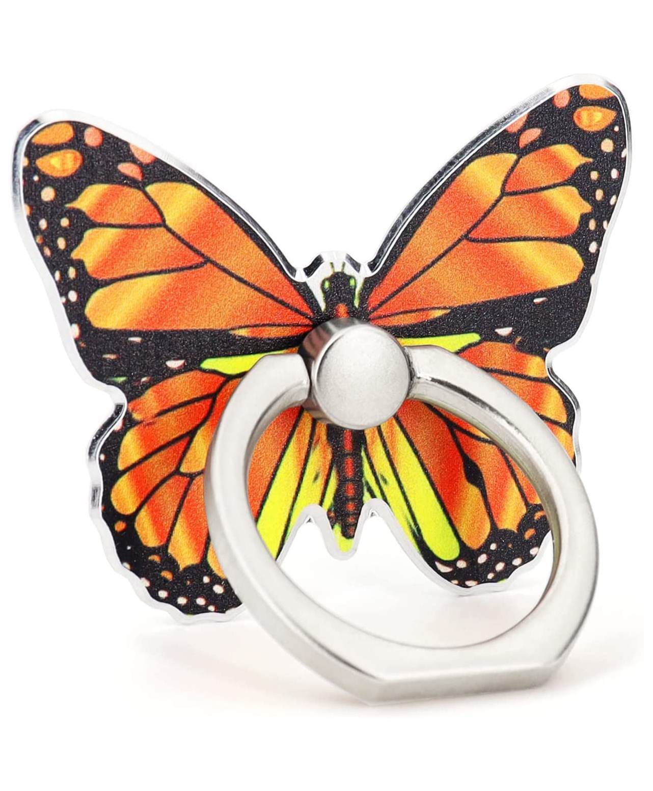 KolorFish Universal Painted Butterfly Mobile Phone Ring Holder Finger Ring Grip Stand 360° Rotation 180° Flip Kickstand Compatible with All Smartphones - Orange-picture-12