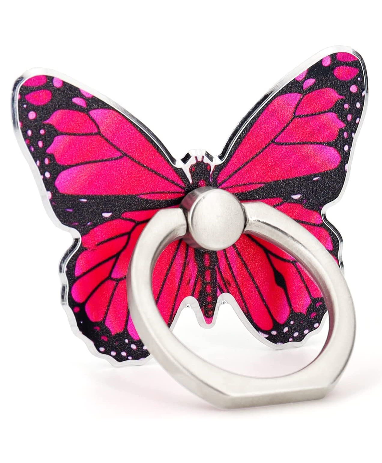 KolorFish Universal Painted Butterfly Mobile Phone Ring Holder Finger Ring Grip Stand 360° Rotation 180° Flip Kickstand Compatible with All Smartphones - Pink-image-36