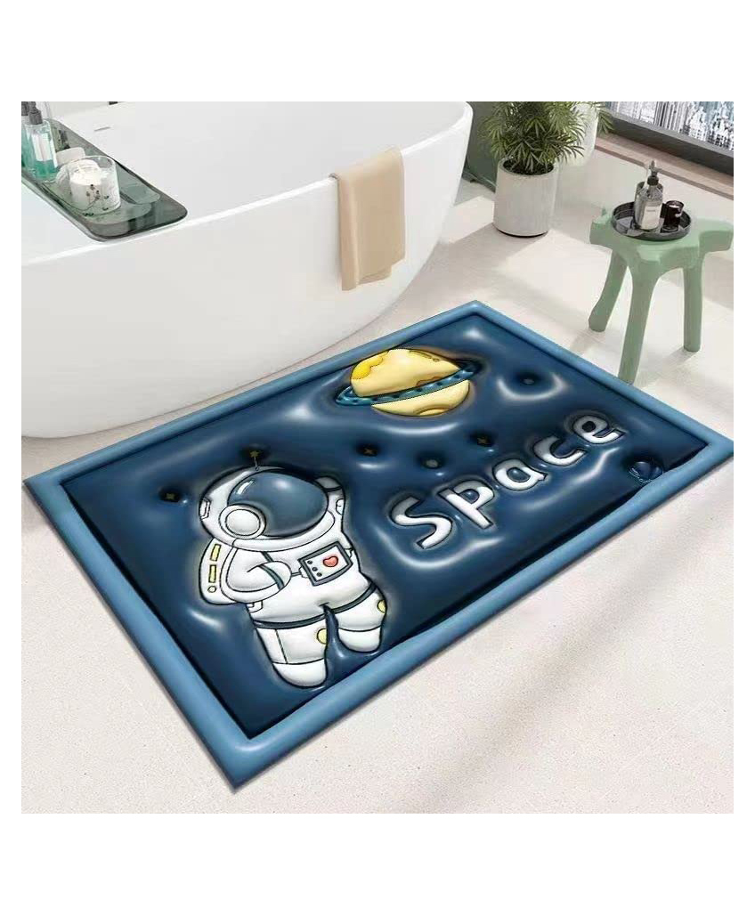 KolorFish Super Absorbent Bath Mat Cute Cartoon Bathroom Entrance Anti Slip Mats Quick Drying Bathroom Floor Mat 3D Space - Blue-image-35