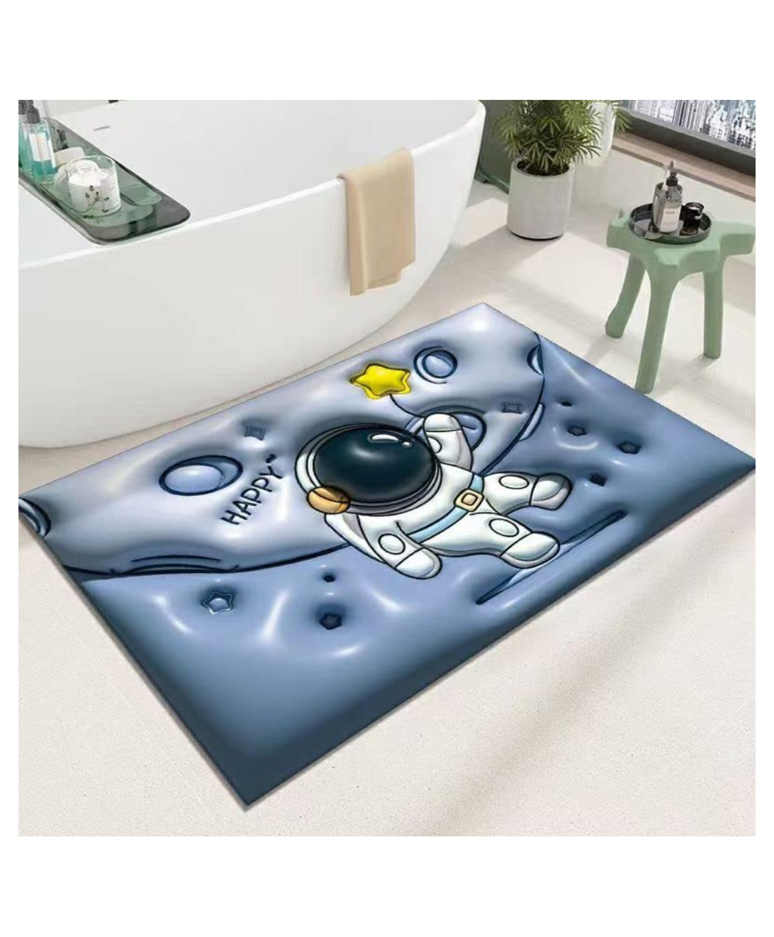 KolorFish Super Absorbent Cute Cartoon Entrance Anti-Slip Quick-Drying Bathroom Floor Mat 3D Astronaut - Multicolour-picture-12