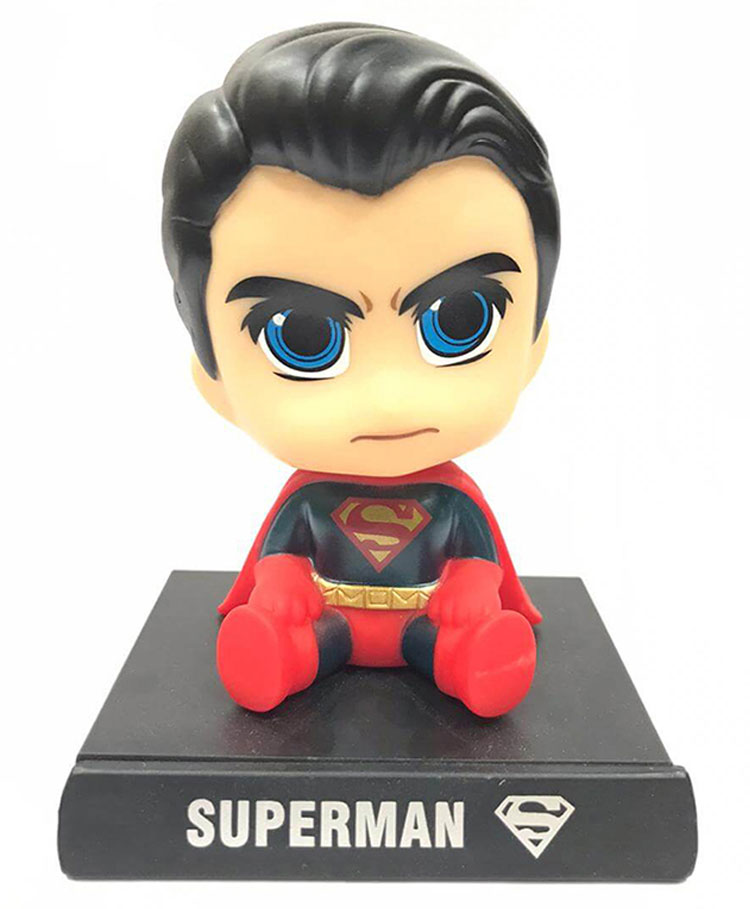 QUIRKMALL Superman Action Figure Limited Edition Bobblehead with Mobile Holder for Car Dashboard Office Desk & Study Table Red - Height 12 cm-image-5
