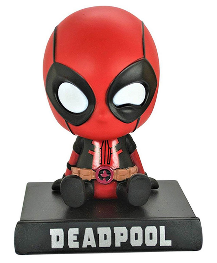 QUIRKMALL Deadpool Action Figure Limited Edition Bobblehead with Mobile Holder for Car Dashboard Office Desk & Study Table Red - Height 12 cm-image-25